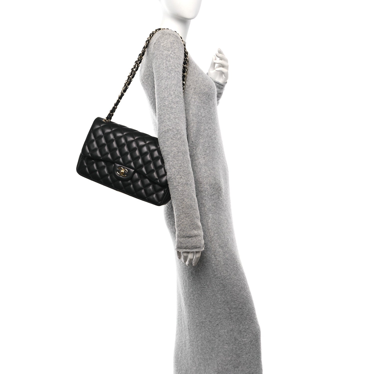 Chanel Lambskin Quilted Jumbo Double Flap Black 2 of 12