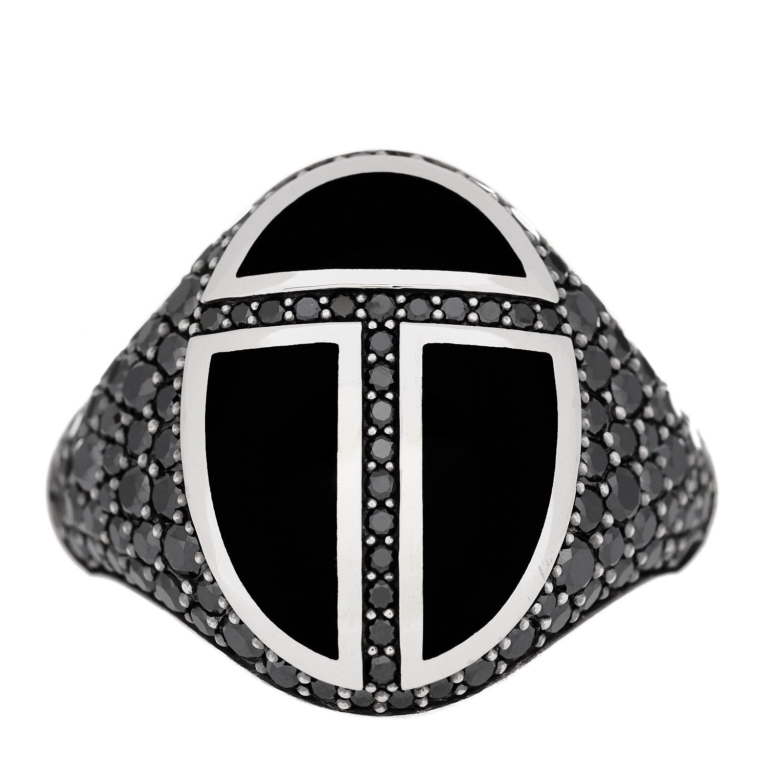 David Yurman Sterling Silver Black Diamond Black Onyx Cairo Signet Ring 70 13 1 of 6