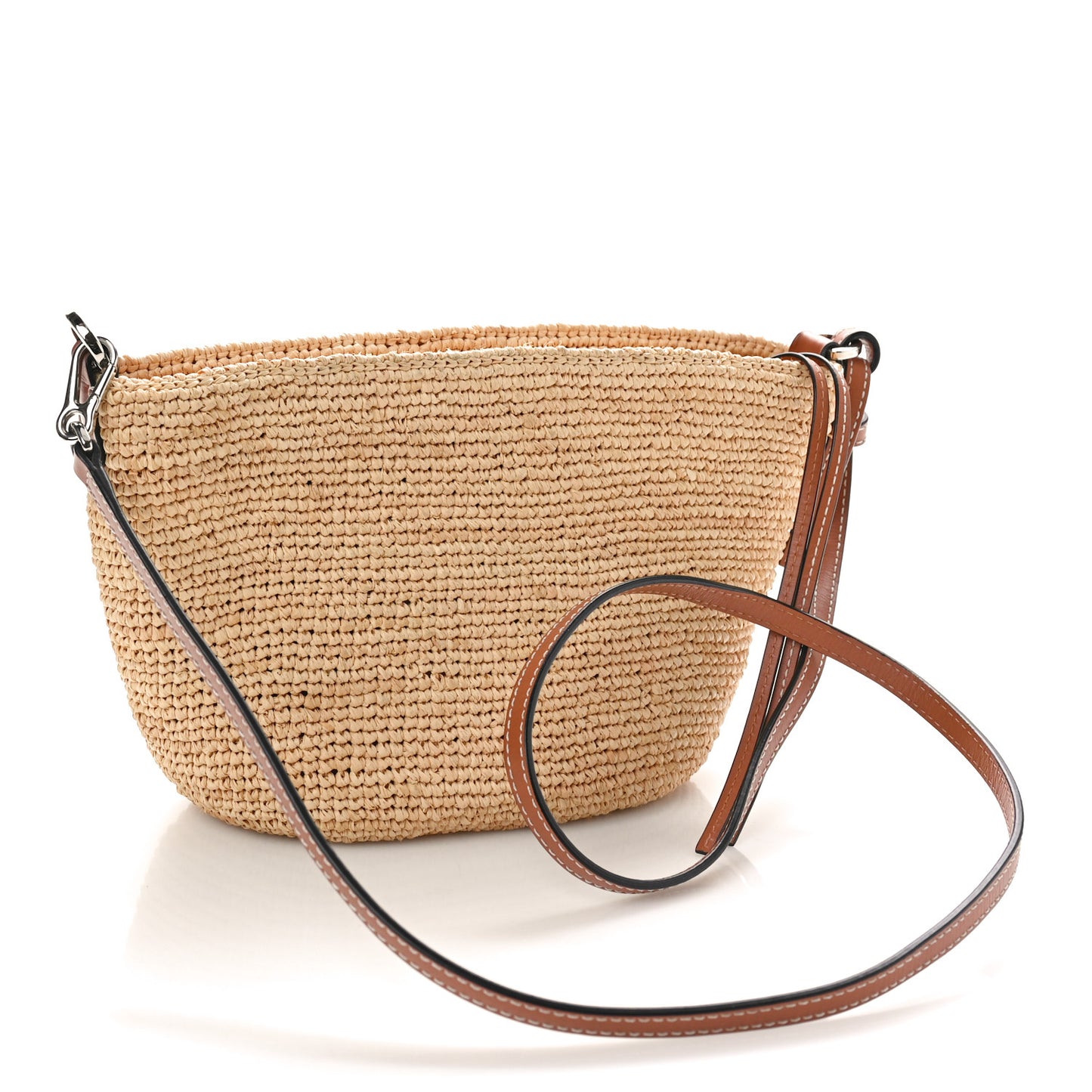 Calfskin Raffia Paulas Ibiza Pochette Bag Natural Tan