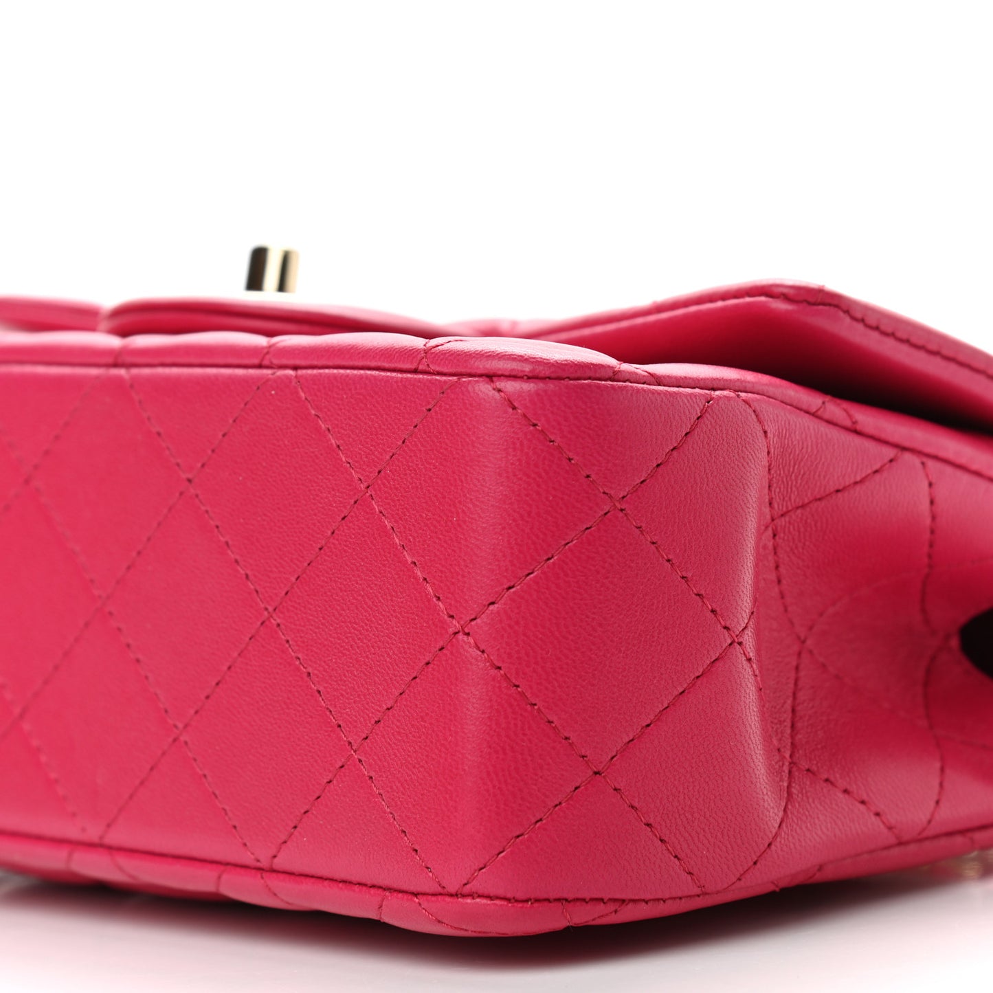 Lambskin Quilted Mini Top Handle Rectangular Flap Dark Pink