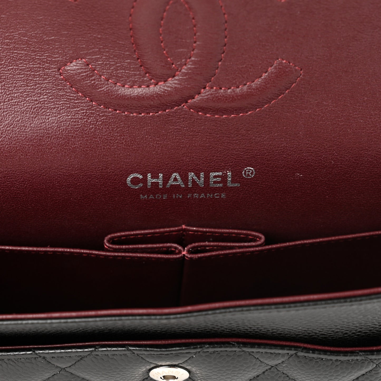 Caviar Quilted Medium Double Flap Black