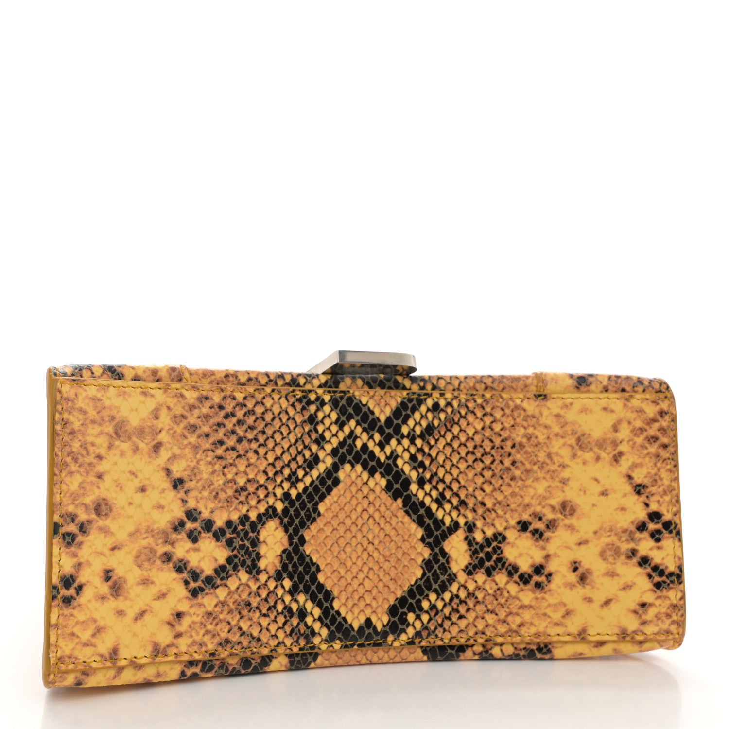 Balenciaga Shiny Calfskin Python Effect Small Hourglass Top Handle Bag Orange Black 4 of 10