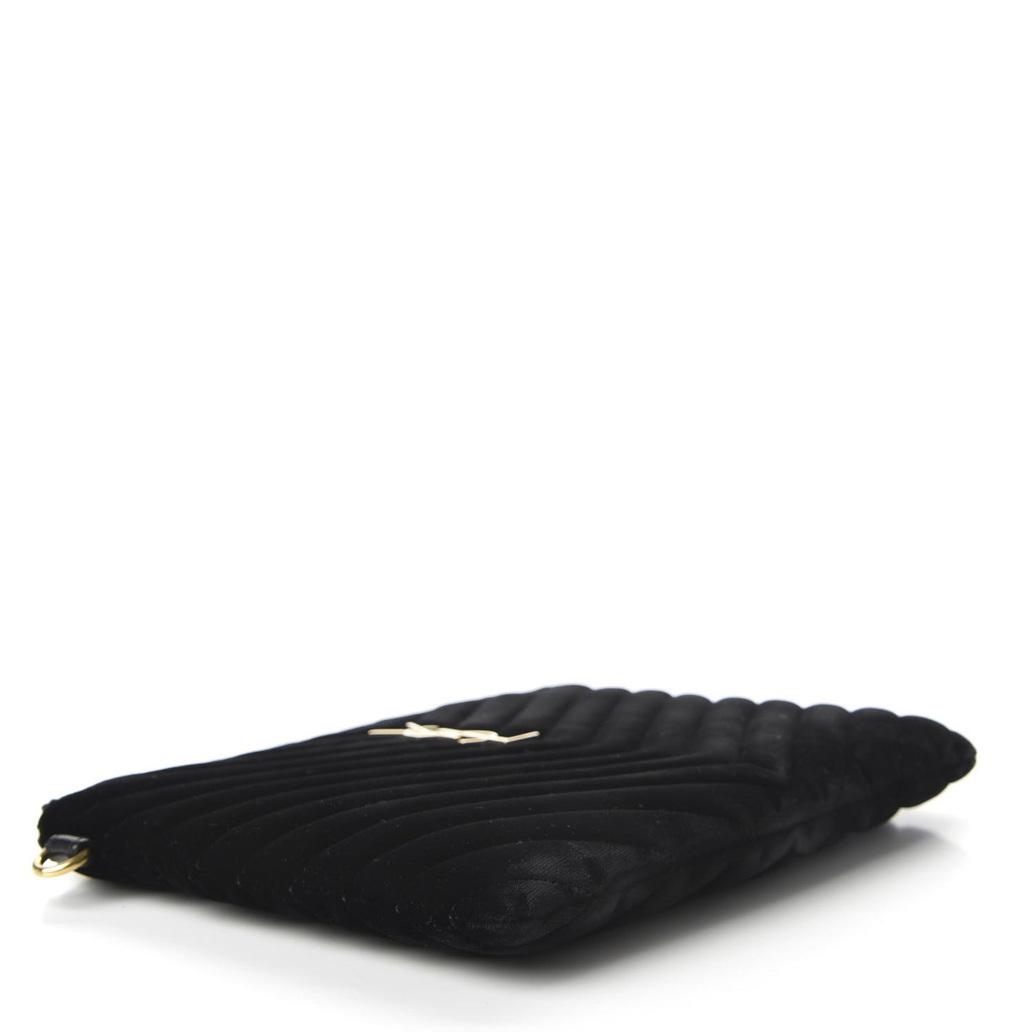 Velvet Matelasse Chevron Monogram A5 Wristlet Black
