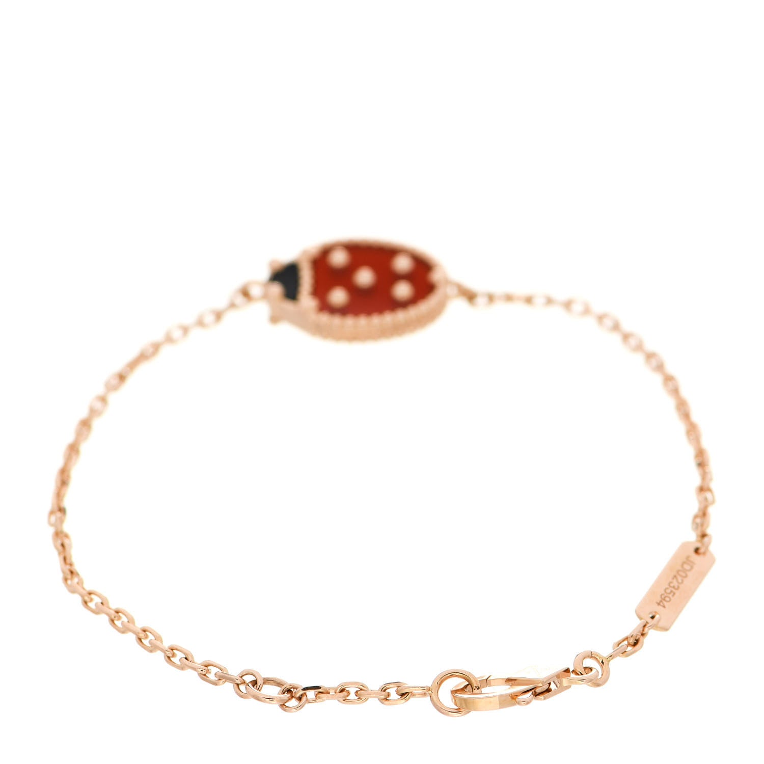 Van Cleef & Arpels 18K Rose Gold Carnelian Onyx Lucky Spring Closed Wing Ladybug Bracelet 2 of 4