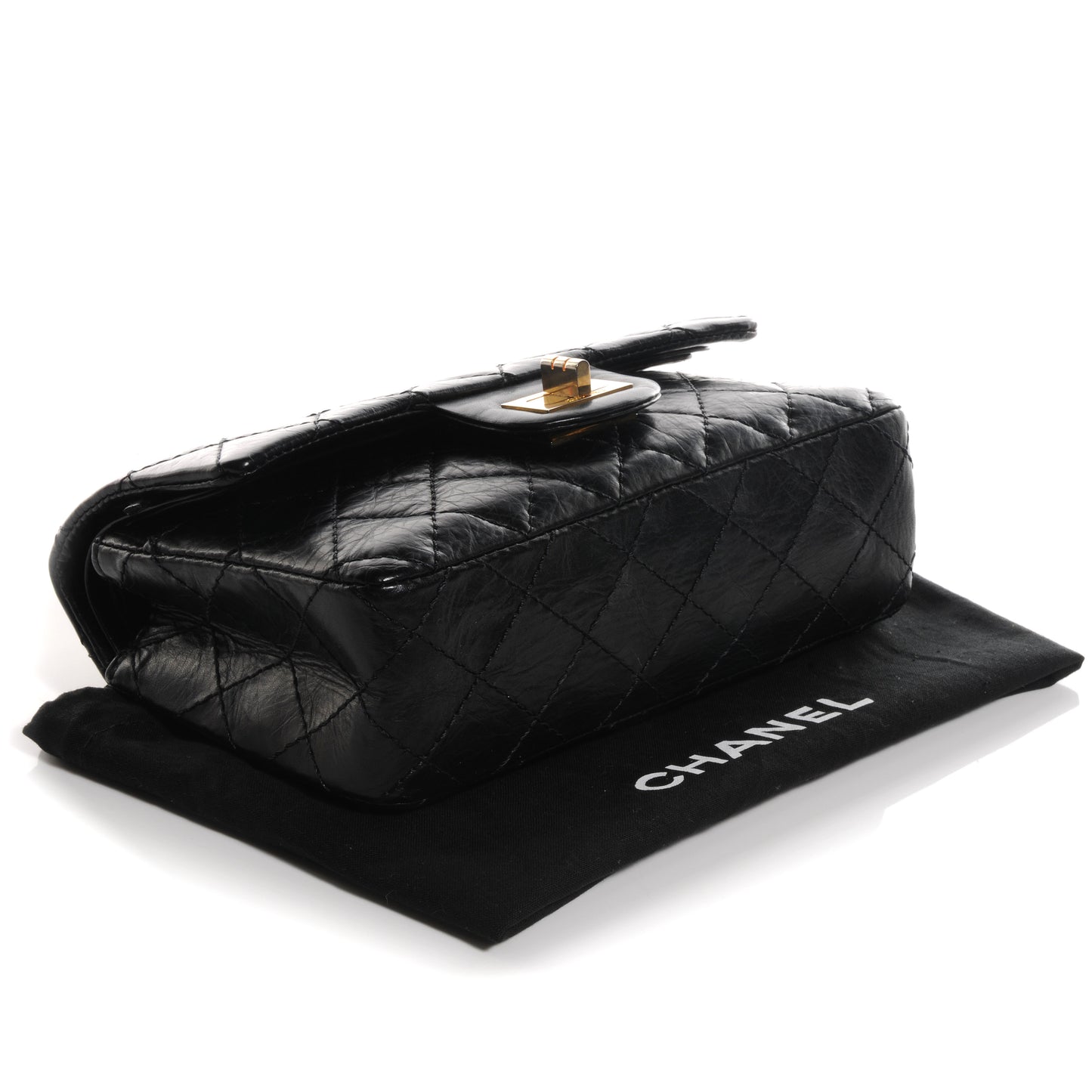 Aged Calfskin Quilted 50th Anniversary 2.55 Reissue 224 Flap Black