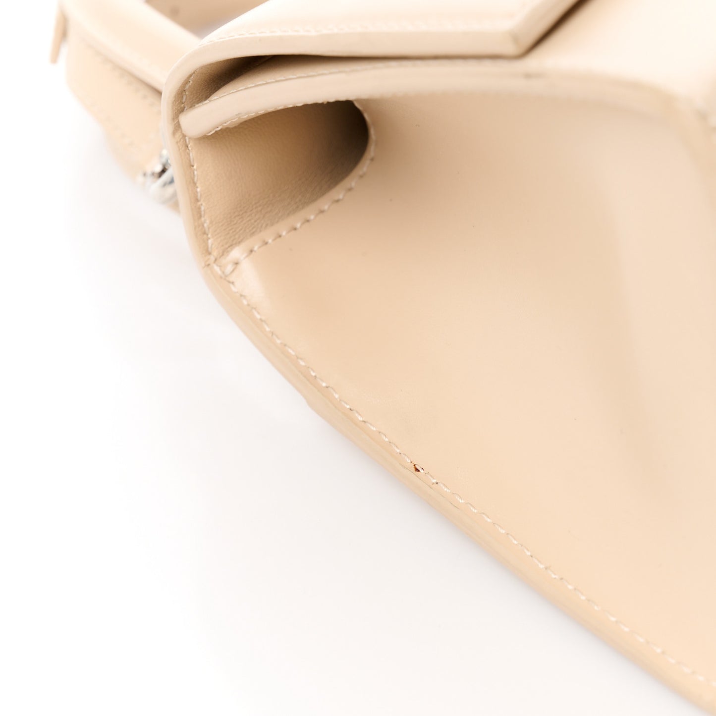 Shiny Box Calfskin Small Hourglass Top Handle Bag Light Beige