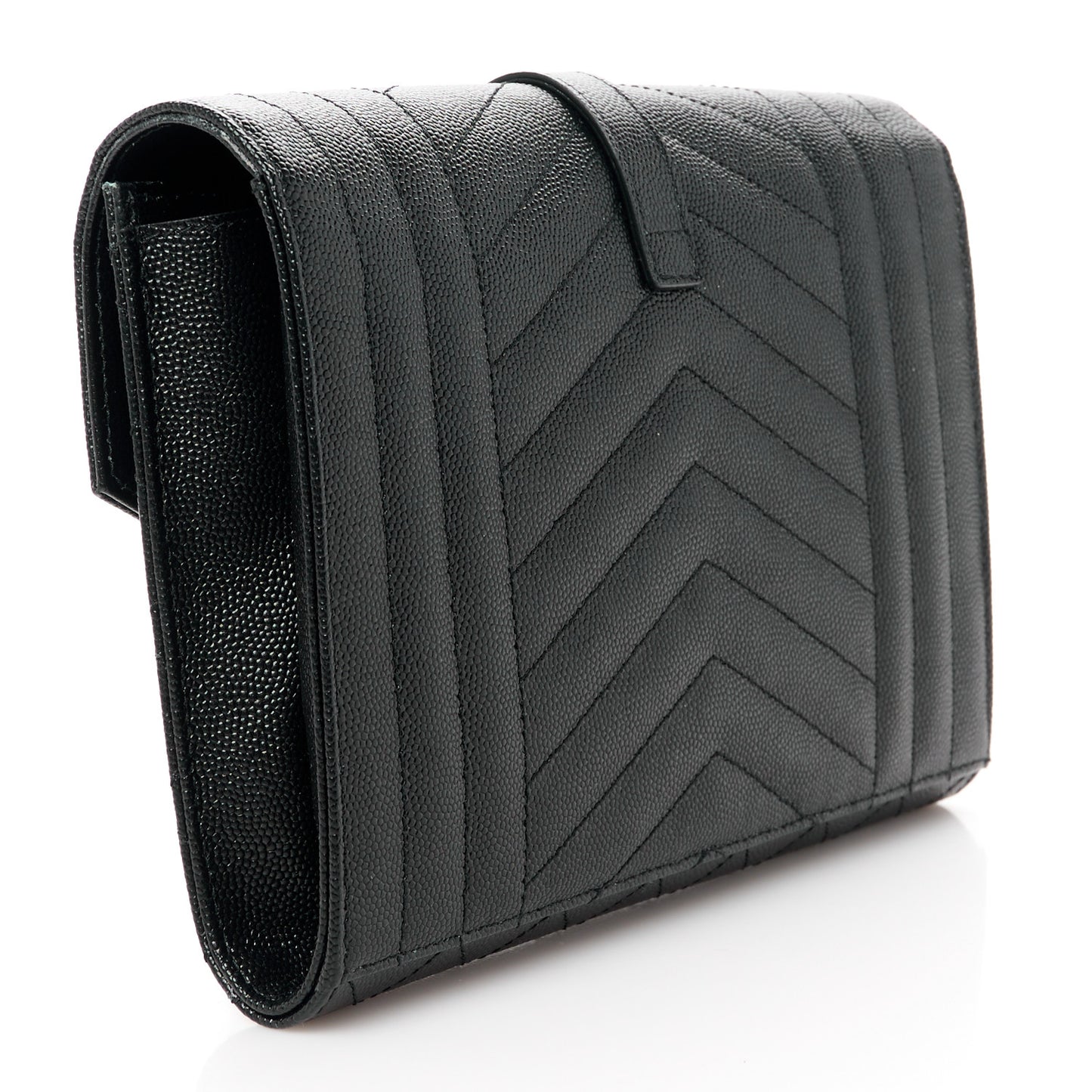 Grain De Poudre Textured Mixed Matelasse Triquilt Monogram Clutch Black