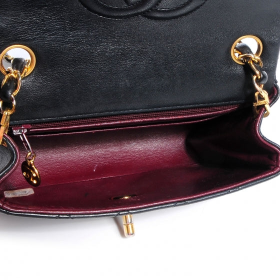 Lambskin Quilted Mini Square Flap Black