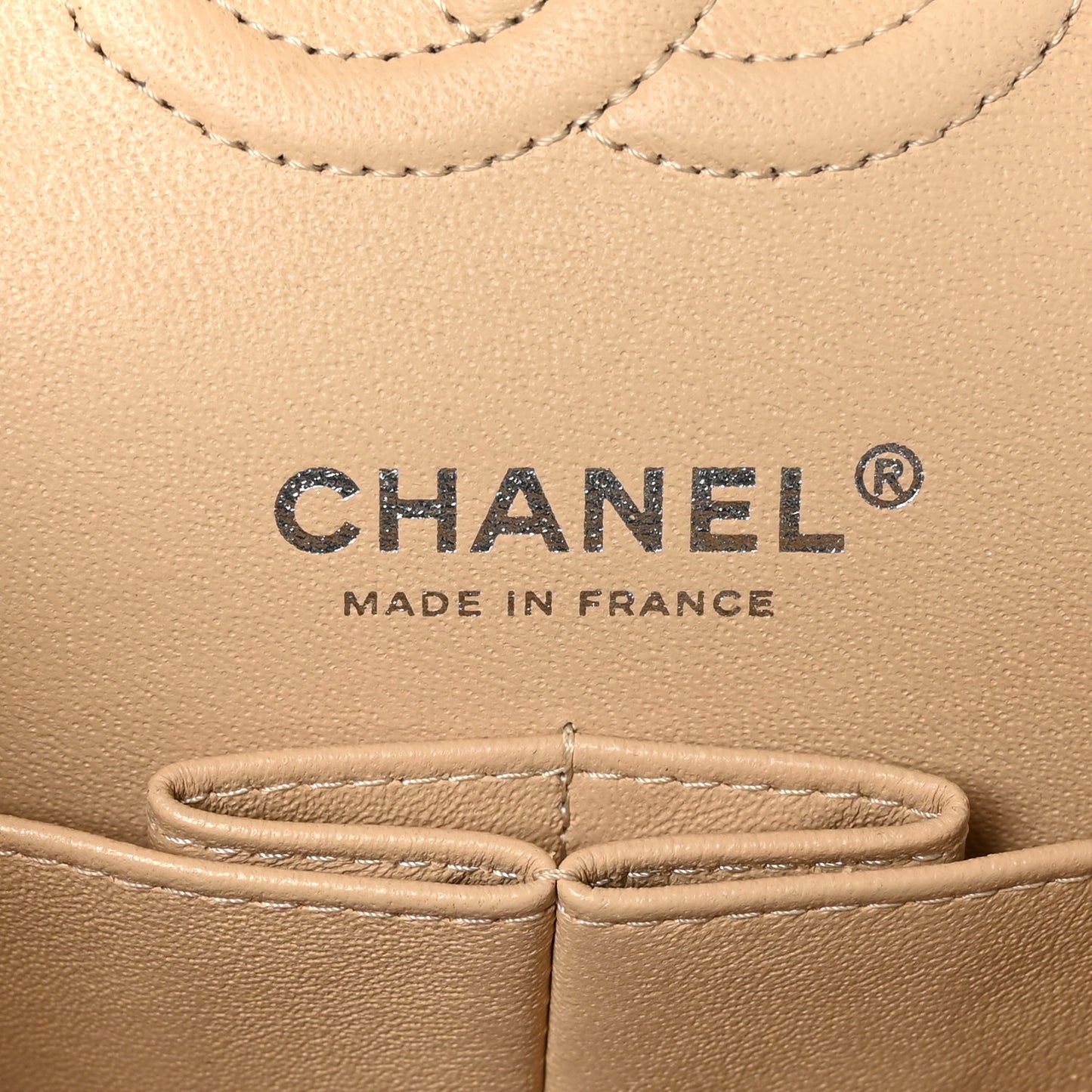 Caviar Quilted Small Double Flap Beige