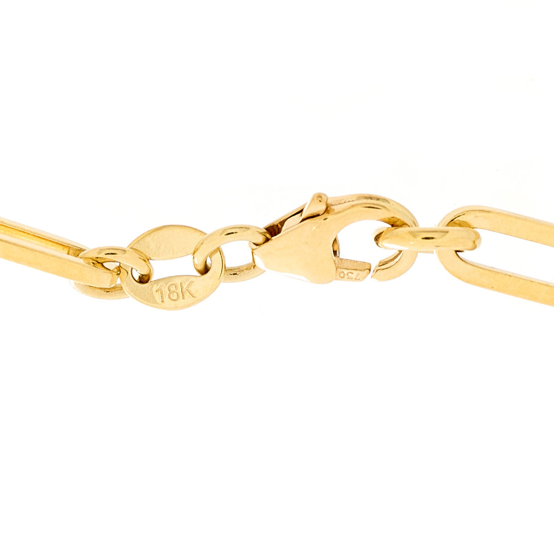18K Yellow Gold Enamel True Love Classic Fob Chain Bracelet White