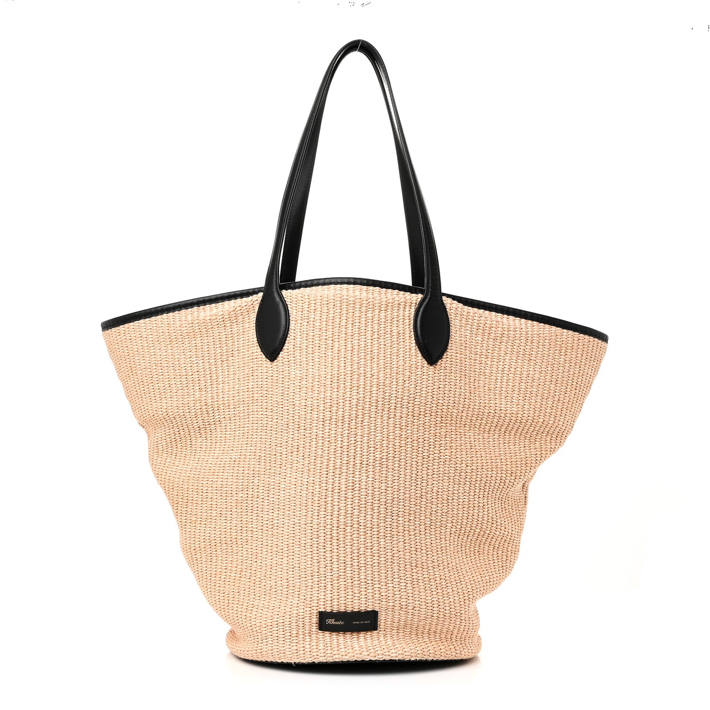 Raffia Calfskin Osa Medium Tote Natural Black