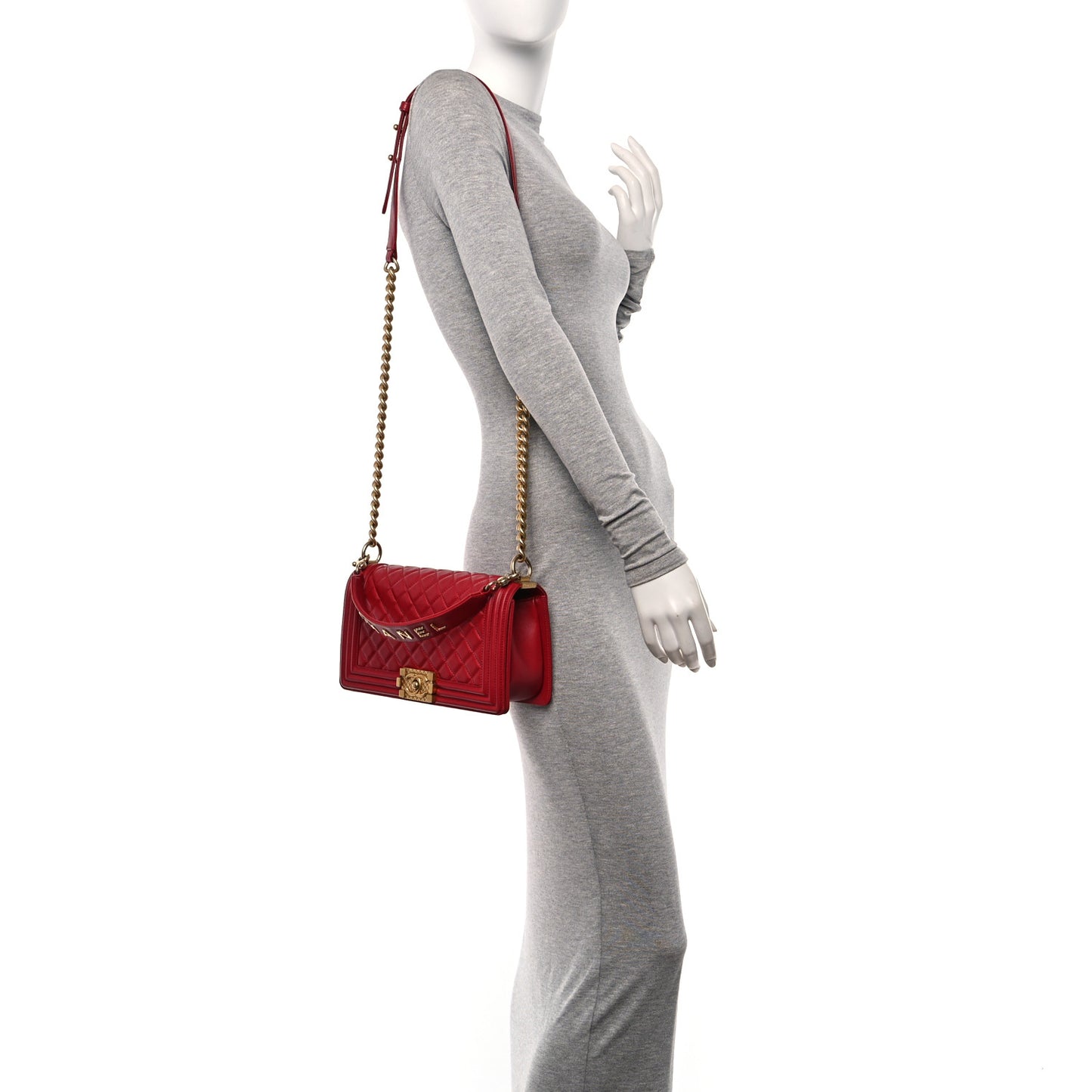 Calfskin Medium Boy Logo Top Handle Flap Red