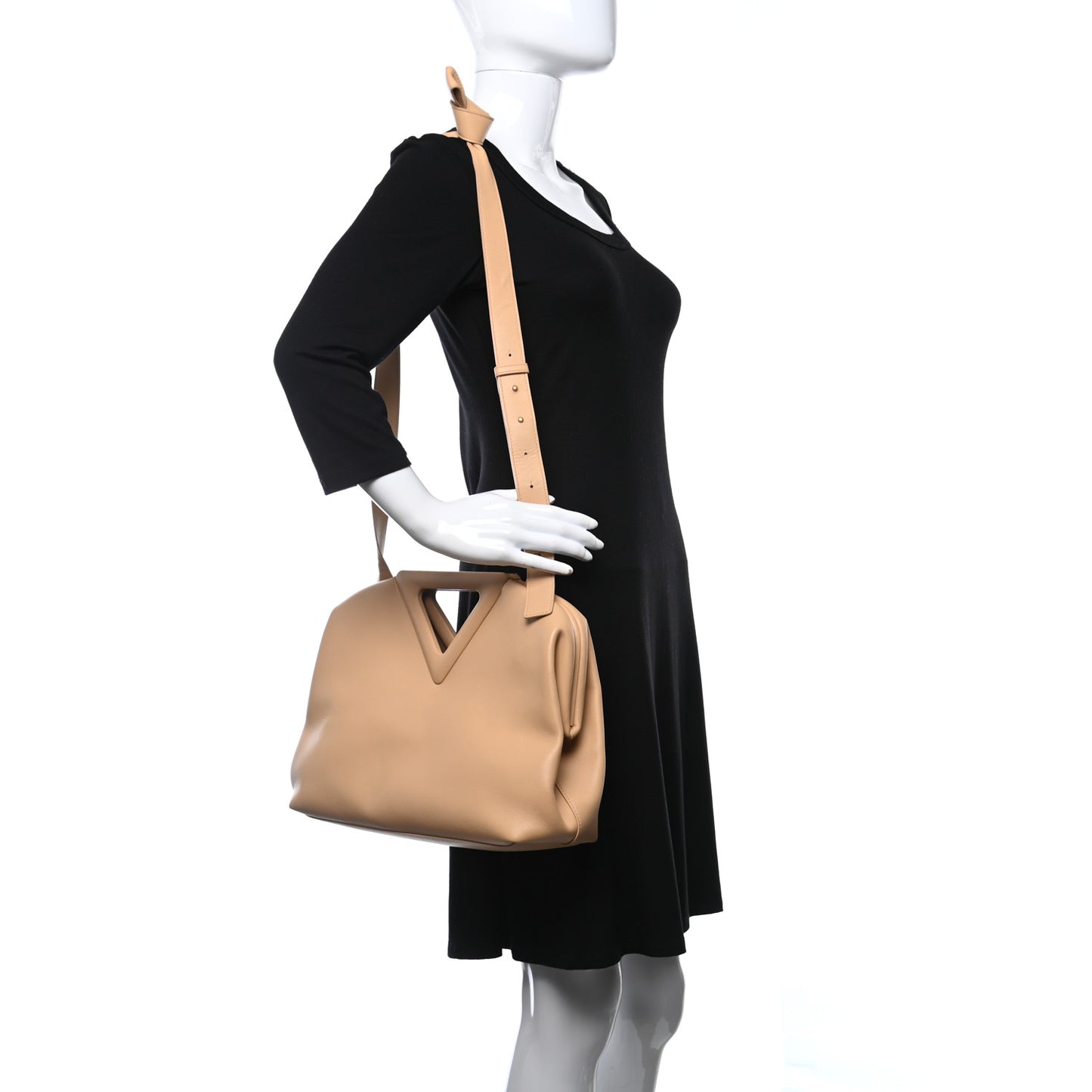 Calfskin Medium The Point Triangle Bag Almond