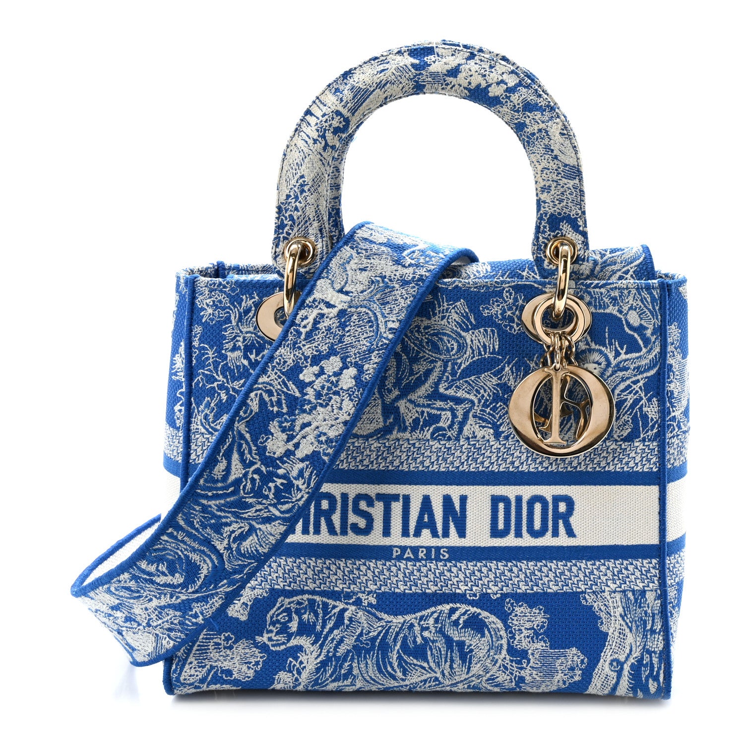 Christian Dior Canvas Toile De Jouy Reverse Embroidered Medium