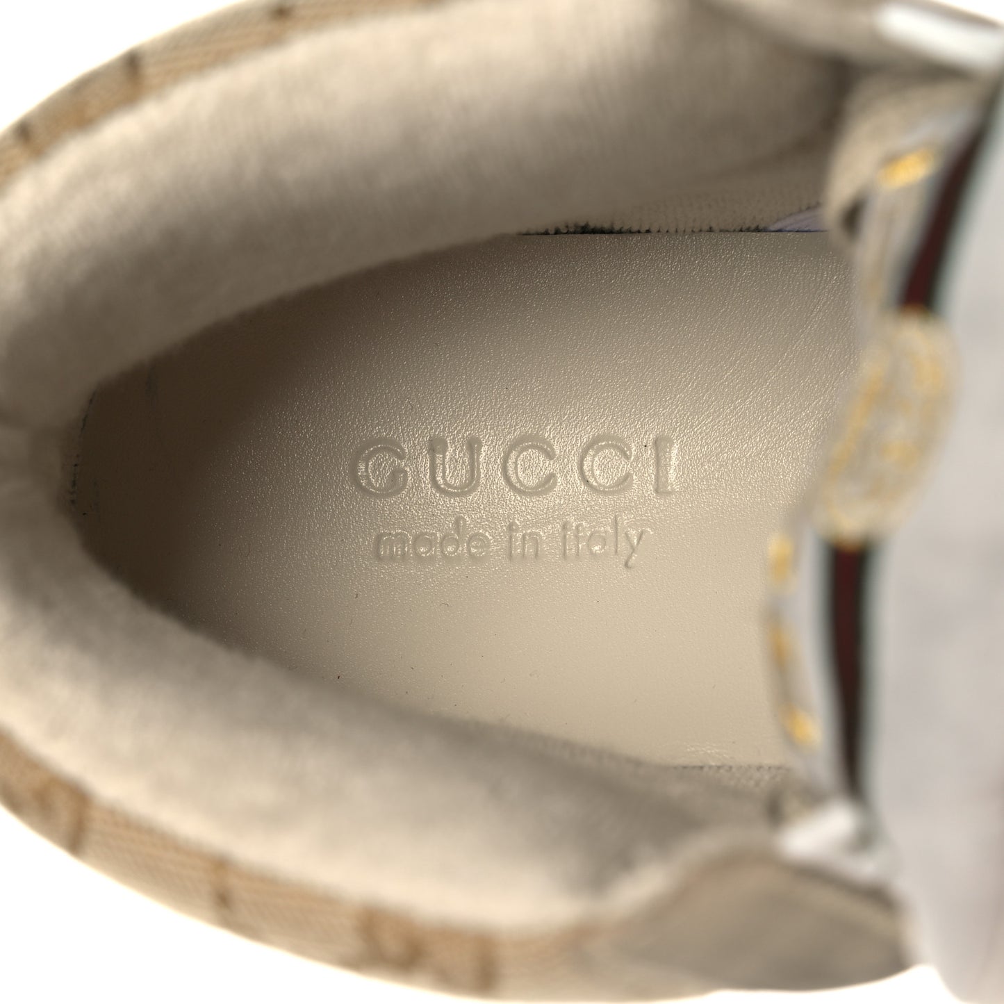 GG Monogram Nubuck Web Mens Screener High Top Sneakers 8 New Sand Dusty Milk Vintage Green