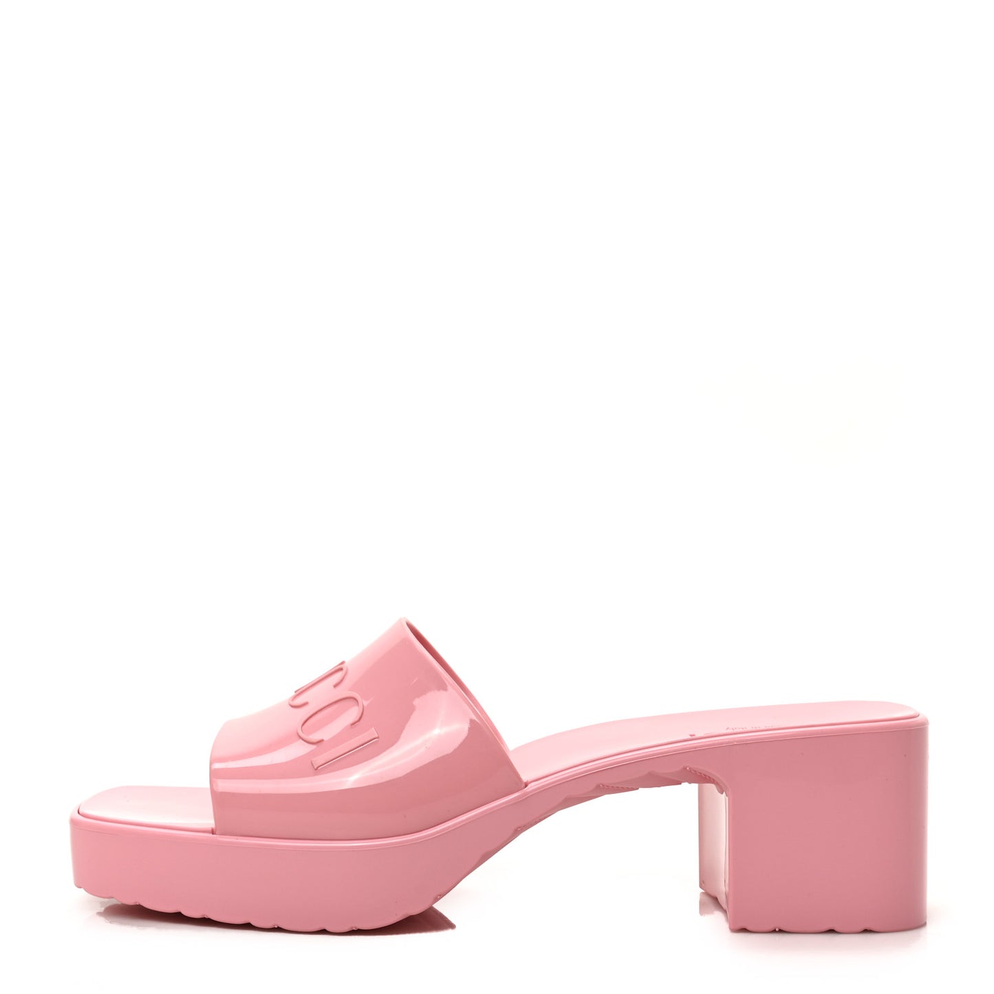 Rubber Gucci Logo Womens Platform 20/60mm Slide Sandals 38 Wild Rose