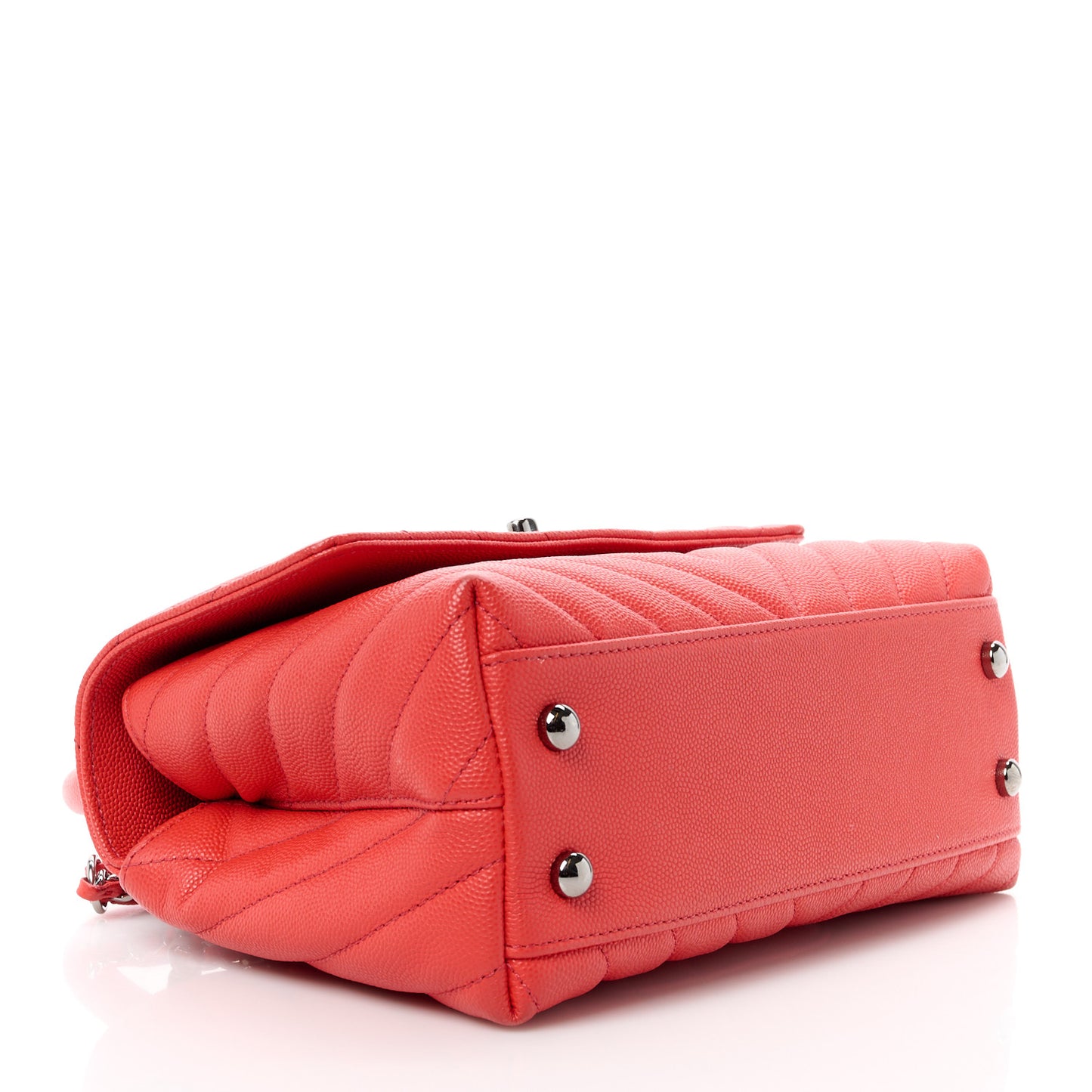 Caviar Chevron Quilted Mini Coco Handle Flap Red