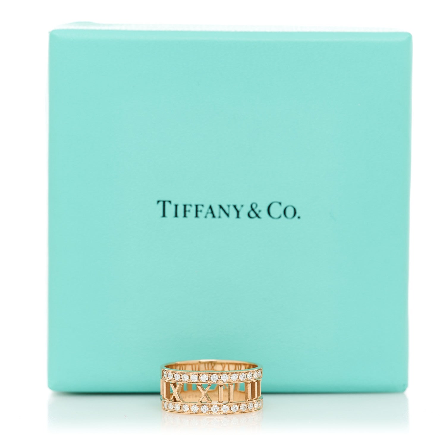 Tiffany 18K Rose Gold Diamond Wide Atlas Open Ring 58 8.5 5 of 5