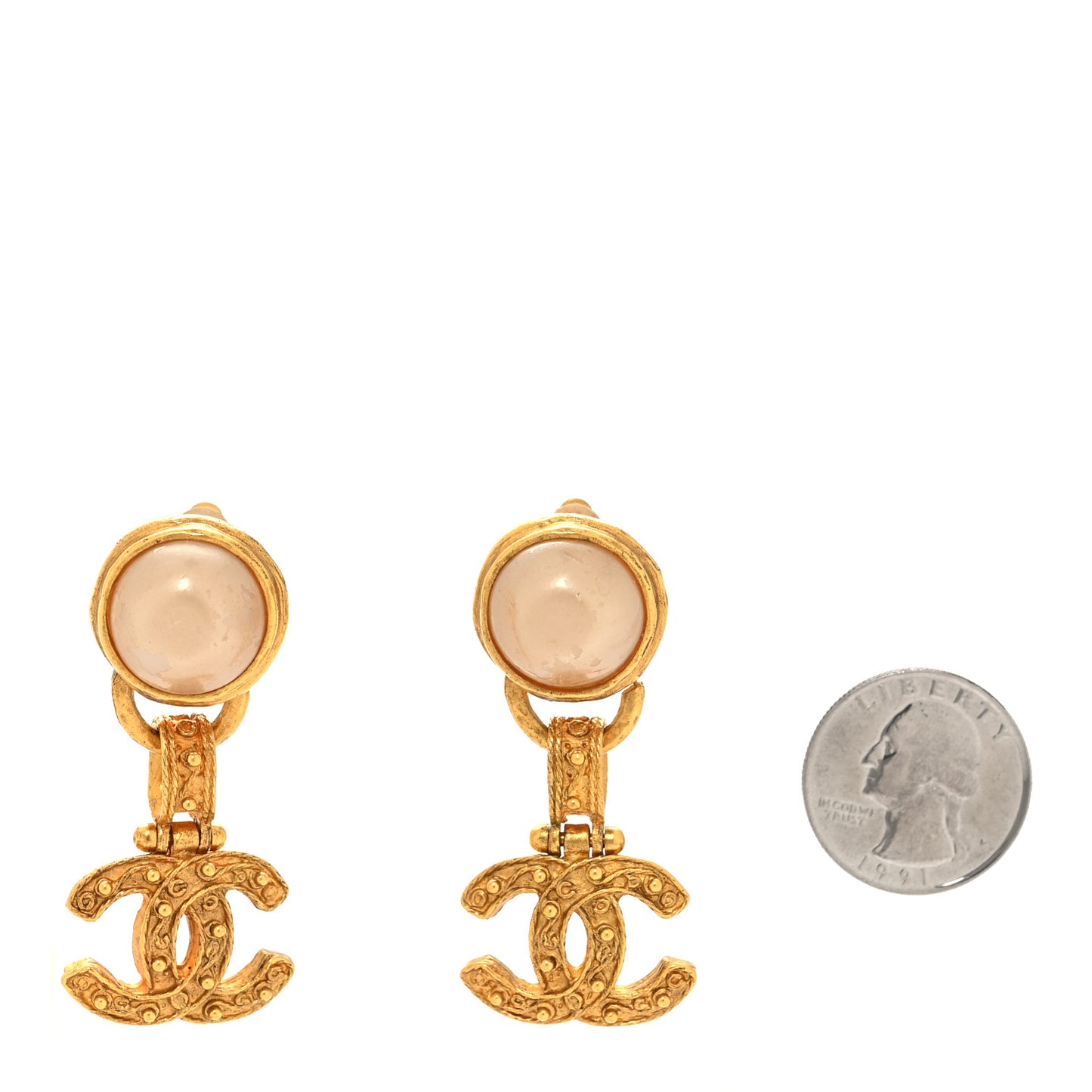 Pearl CC Clip On Earrings Gold