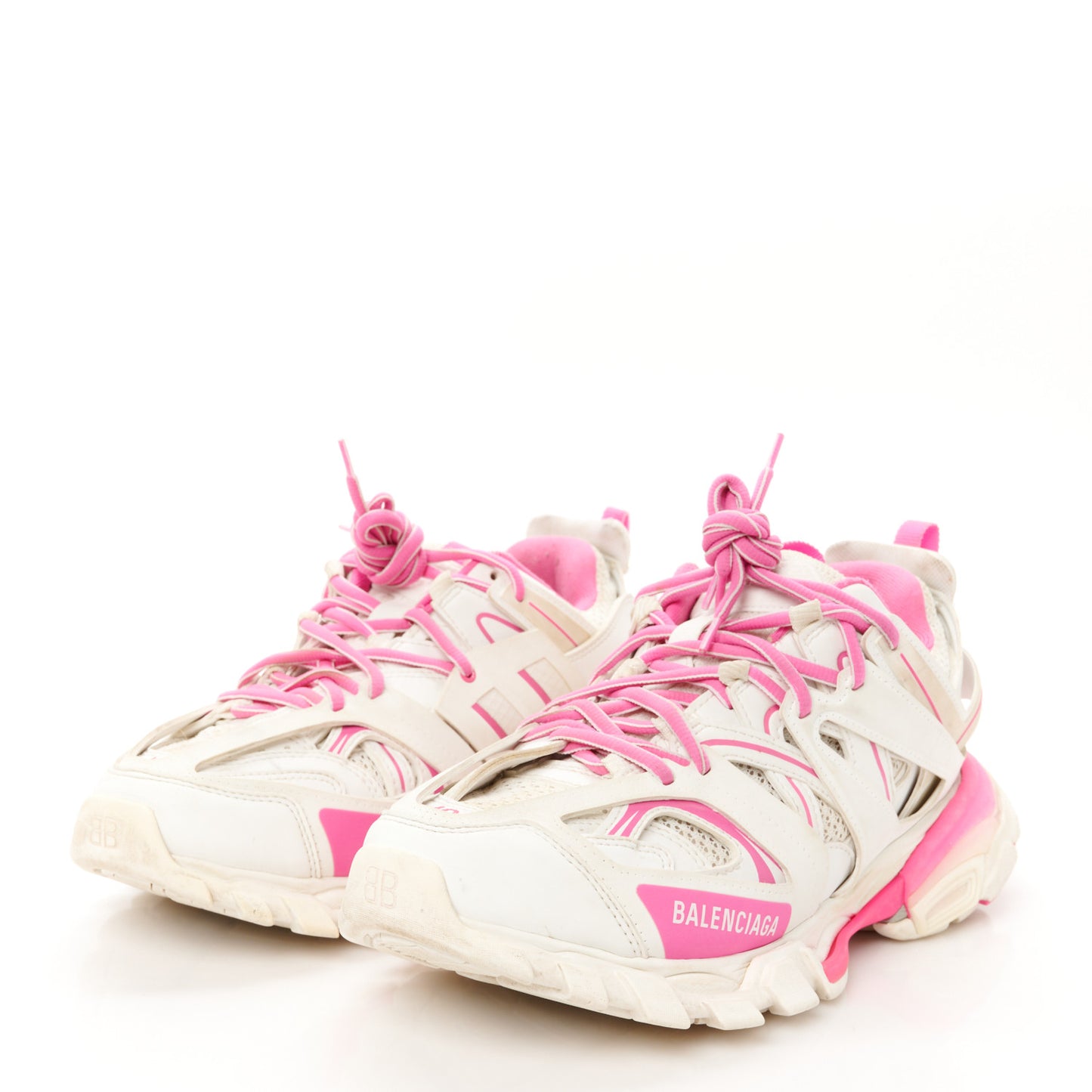 Mesh Rubber Bi-Color Womens Track Sneakers 40 White Fluo Pink