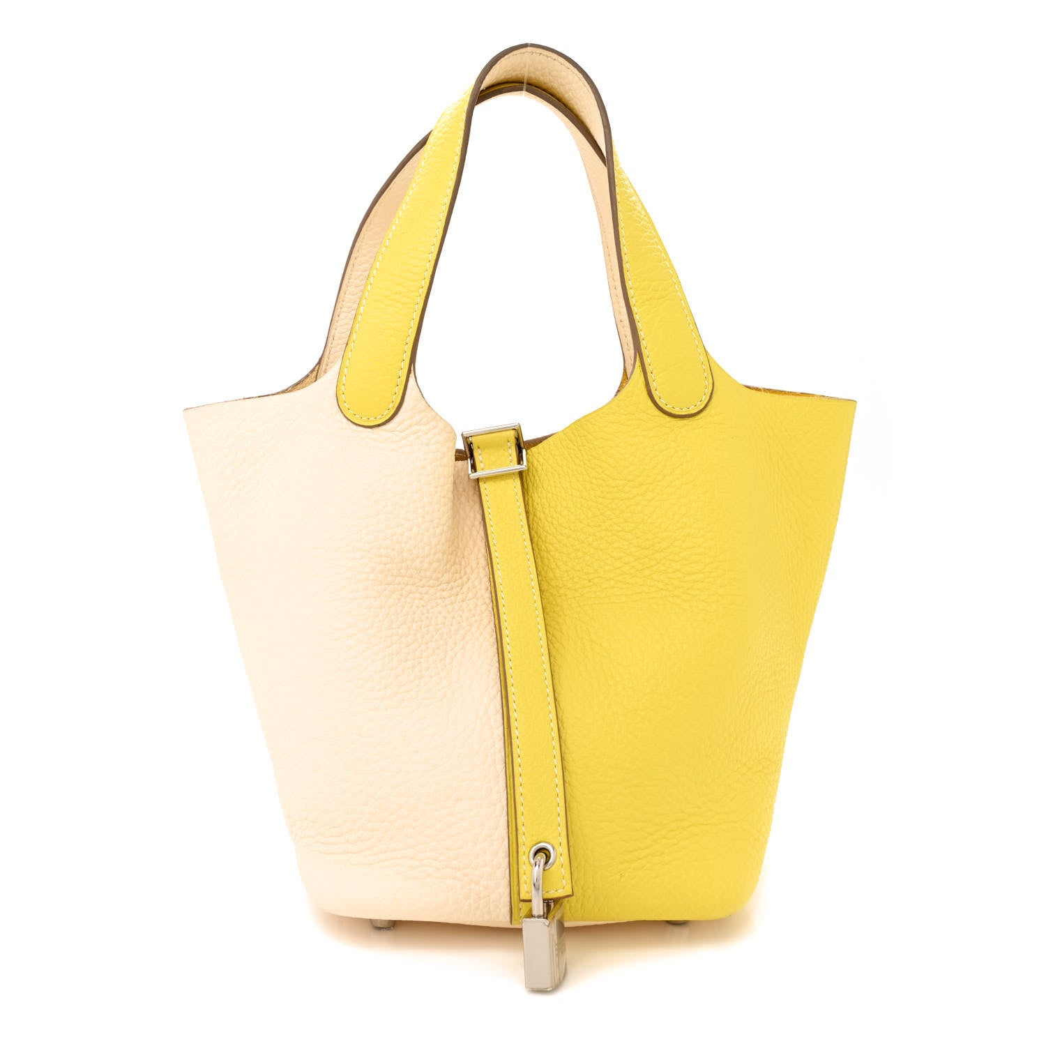 Hermes Taurillon Clemence Casaque Picotin Lock 18 PM Lime Nata 1 of 13