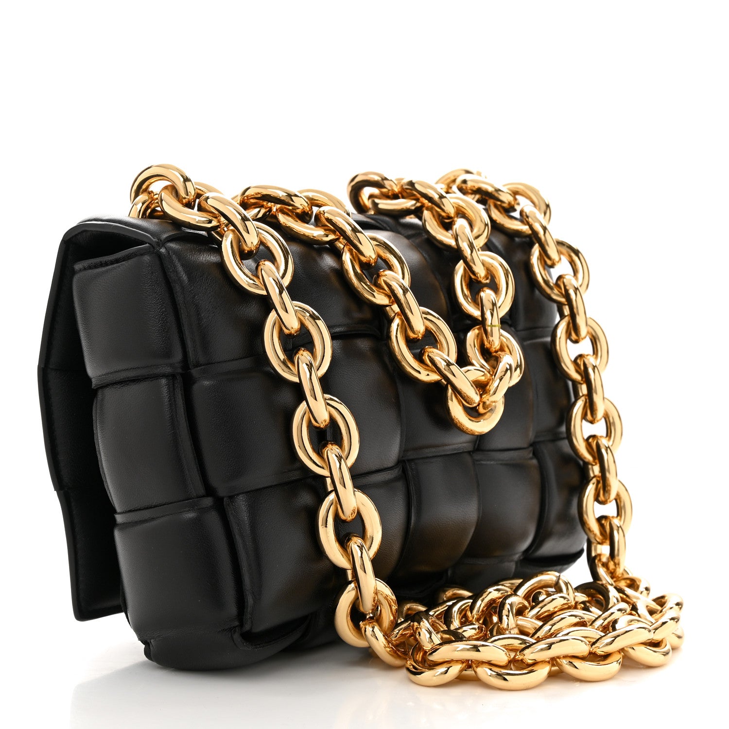 Bottega Veneta Lambskin Maxi Intreccio Padded Chain Cassette Crossbody Bag Black 3 of 10