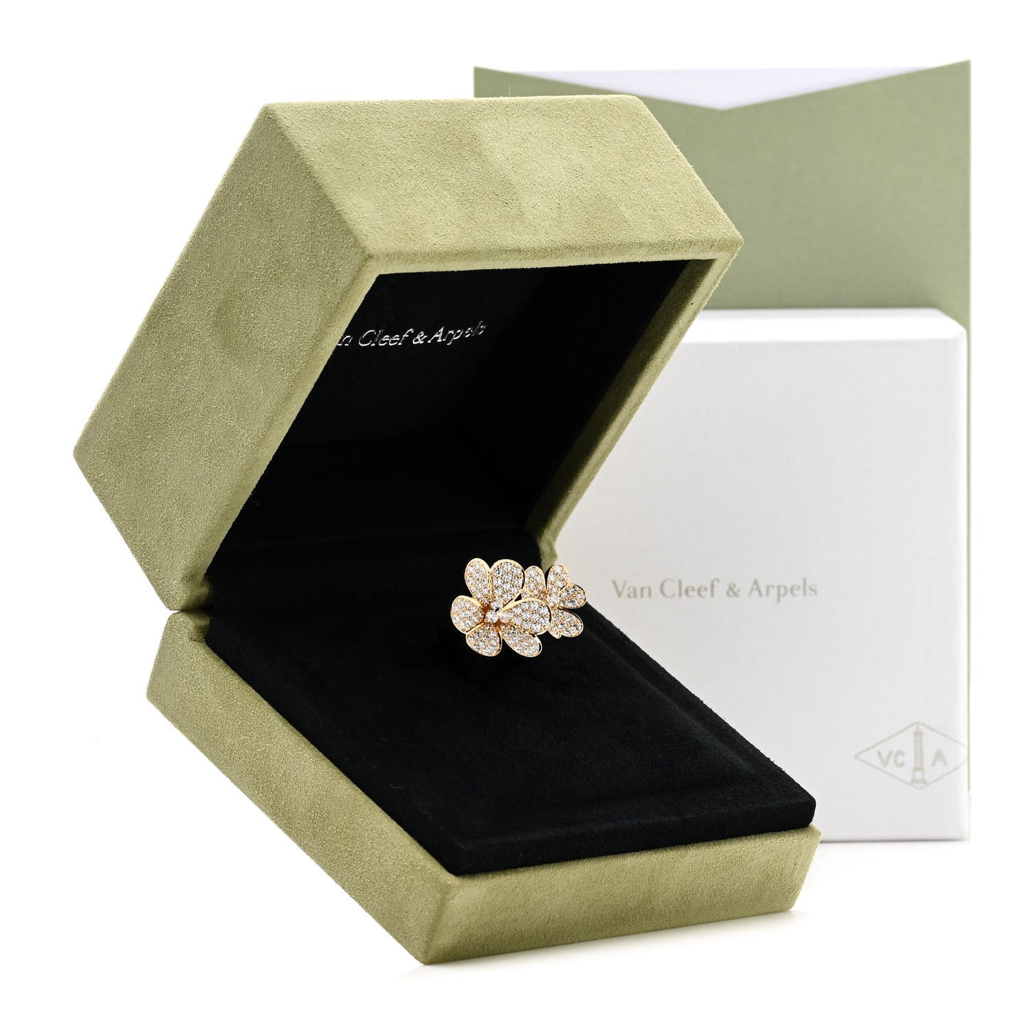 18K Yellow Gold Diamond Frivole Between The Finger Pave Ring 52 6