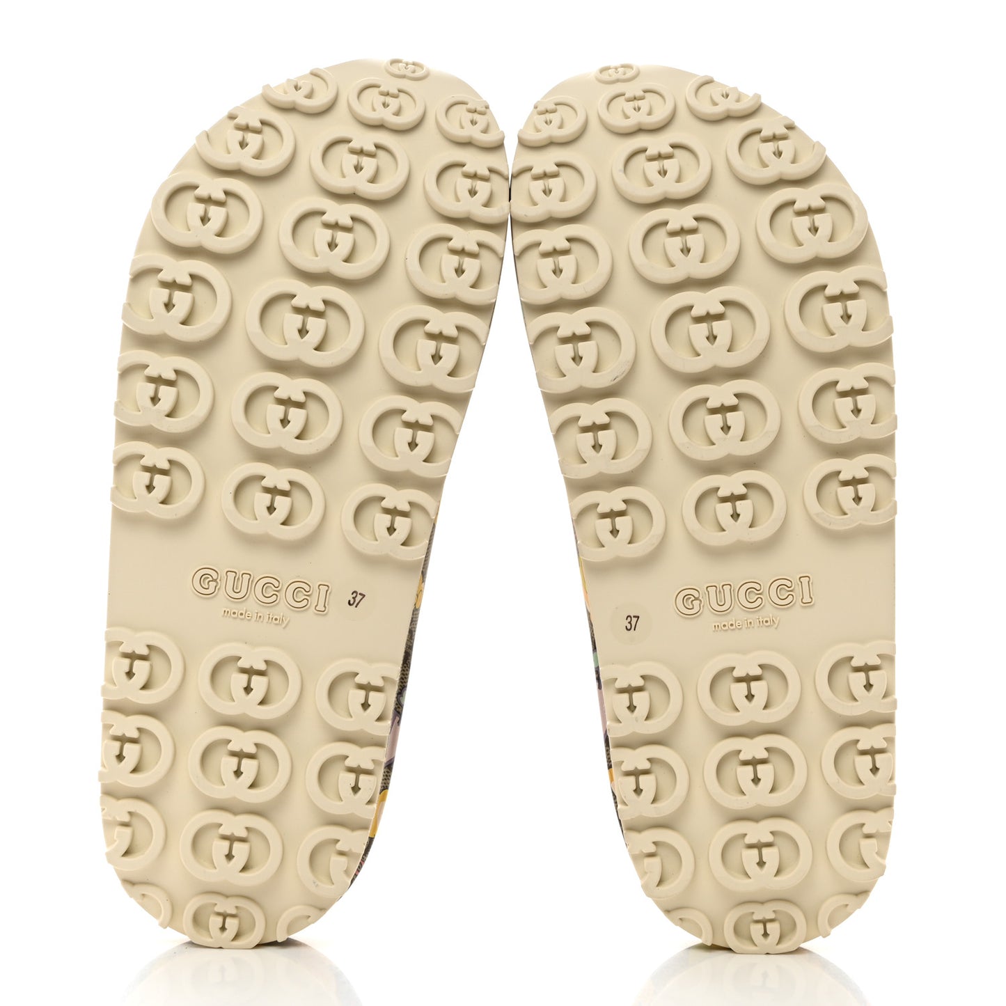 X PIKARAR Cubic Rubber Monogram Animal Print Womens Interlocking G Platform 42mm Slide Sandals 37 Beige Ebony Multicolor
