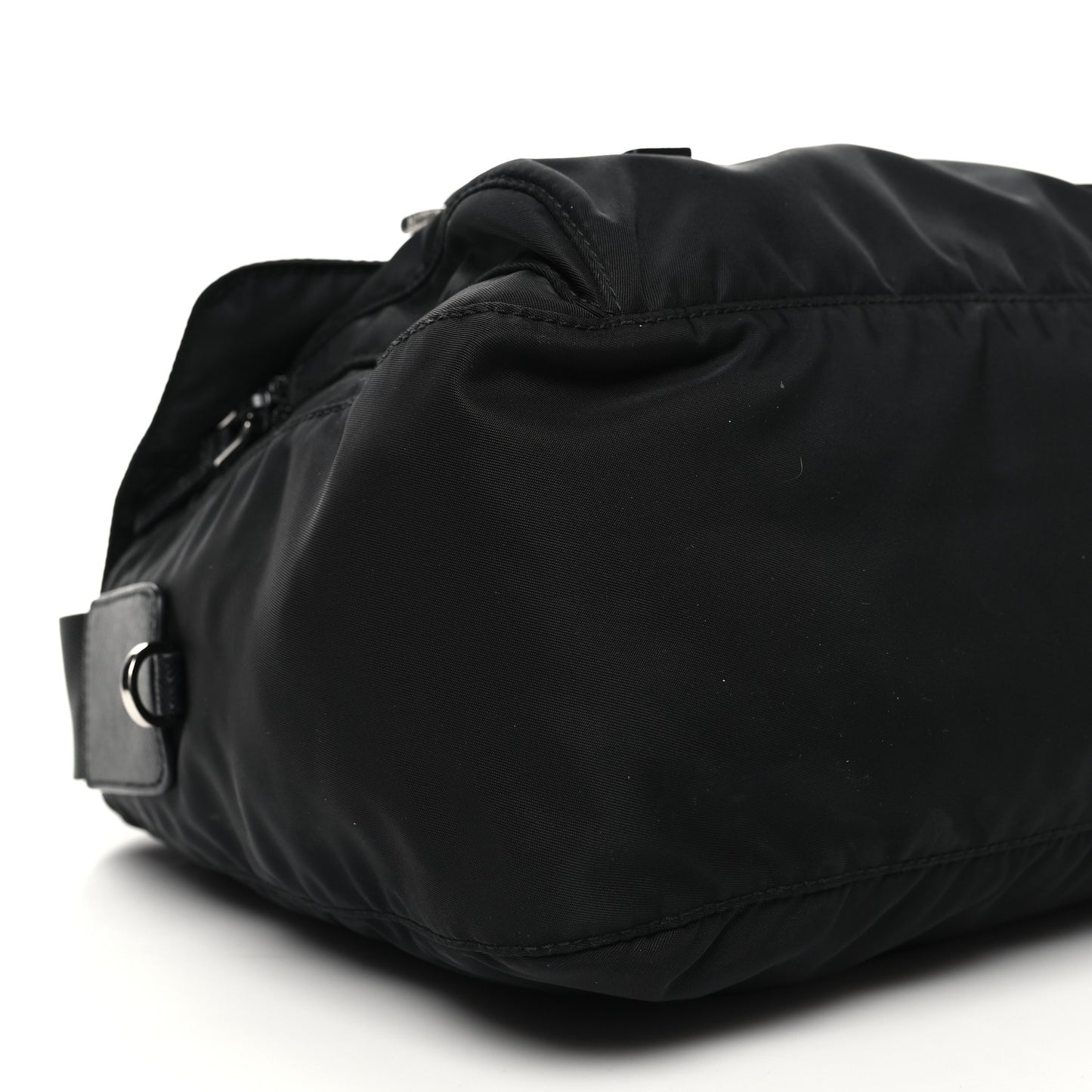 Re-Nylon Vela Saffiano Double Buckle Messenger Shoulder Bag Black