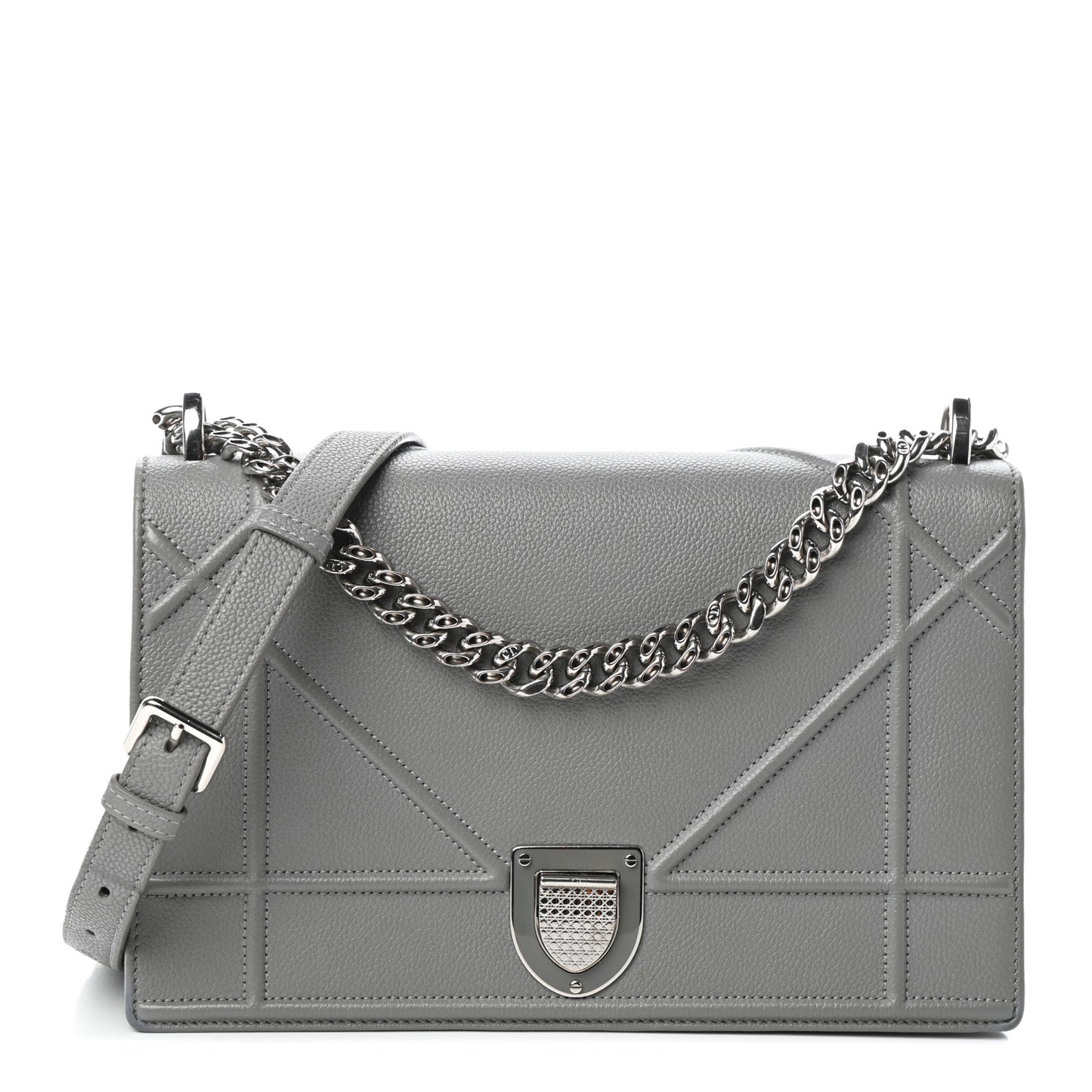 Grained Calfskin Medium Diorama Flap Bag Gris