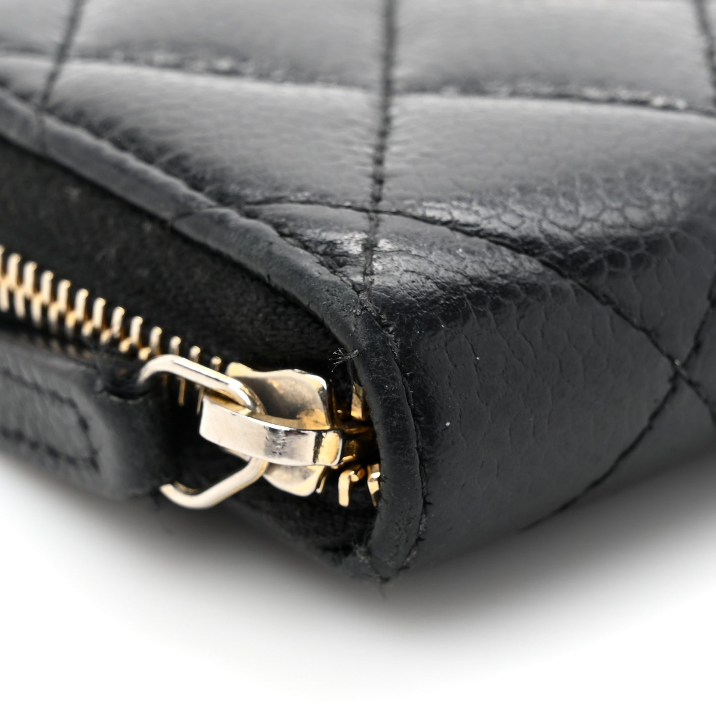 Caviar Quilted Zip Coin Purse Black