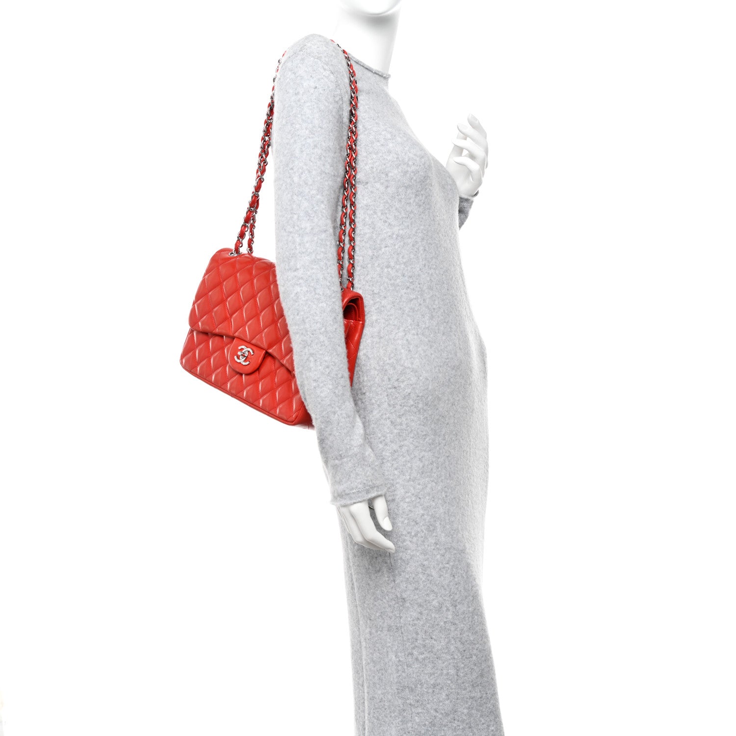 Chanel Lambskin Quilted Jumbo Double Flap Red 3 of 14