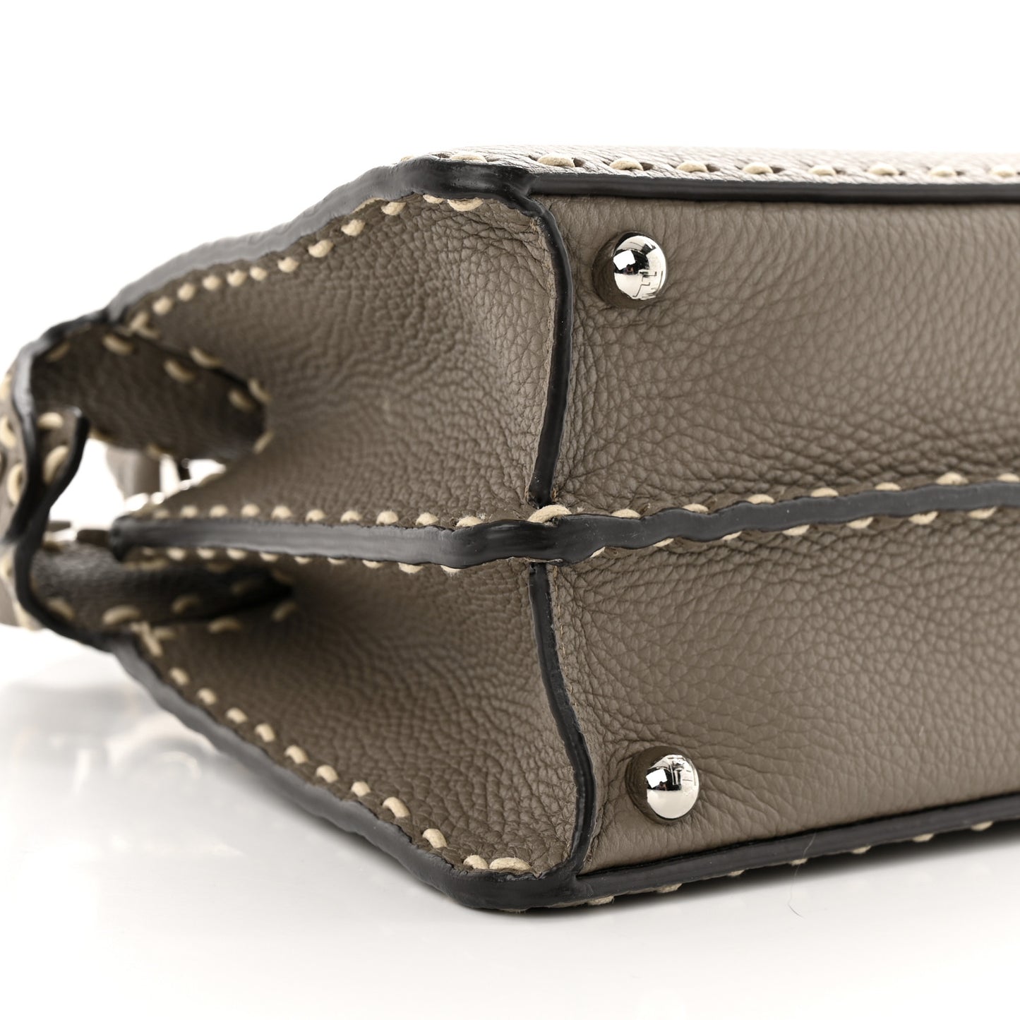 Vitello Granato Camoscio Selleria Macro Stitchings Small Peekaboo I SEE U Satchel Tartufo