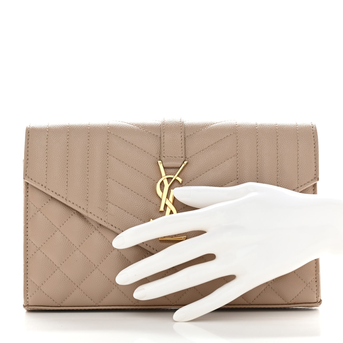 Grain De Poudre Mixed Matelasse Triquilt Monogram Chain Wallet Dark Beige
