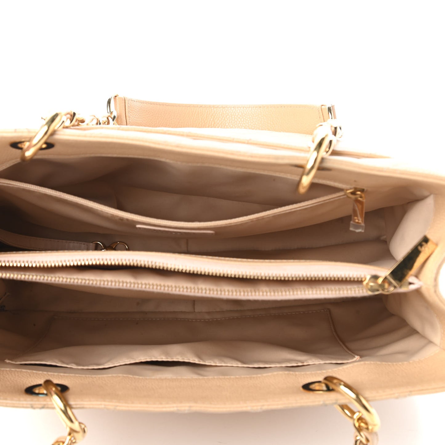 Caviar Quilted Grand Shopping Tote GST Beige Clair