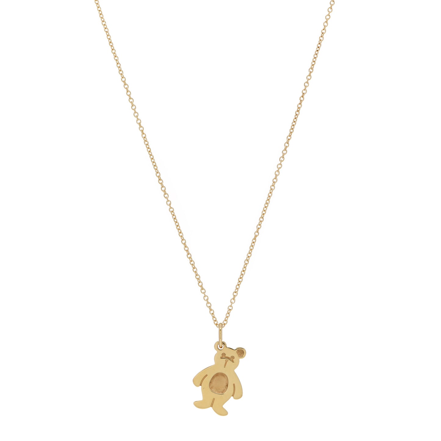 18K Yellow Gold Bear Hug Charm Necklace