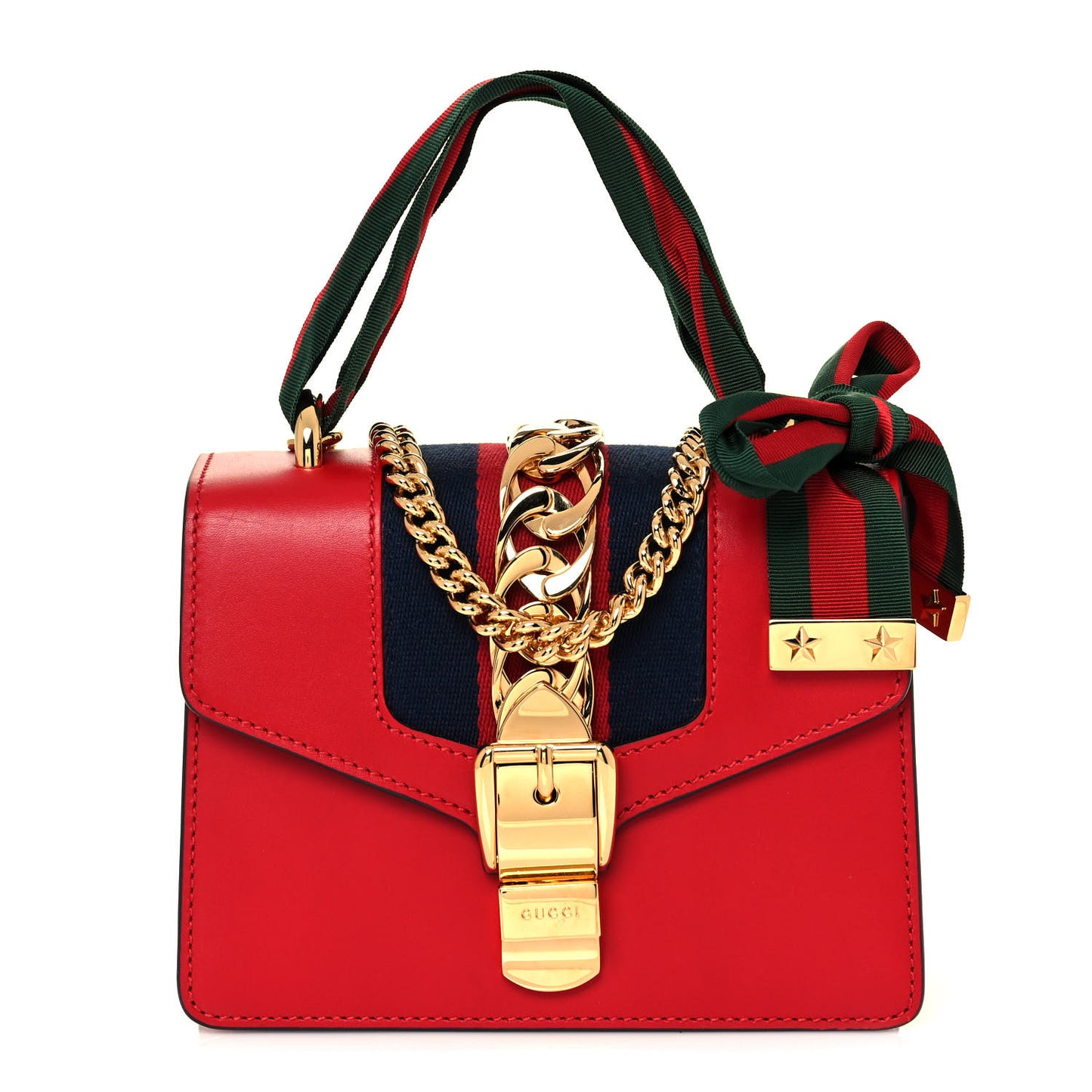 Calfskin Mini Sylvie Chain Shoulder Bag Hibiscus Red