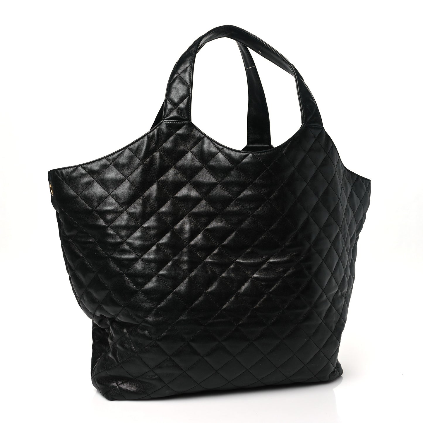 Lambskin Quilted Maxi Icare Shopping Tote Black