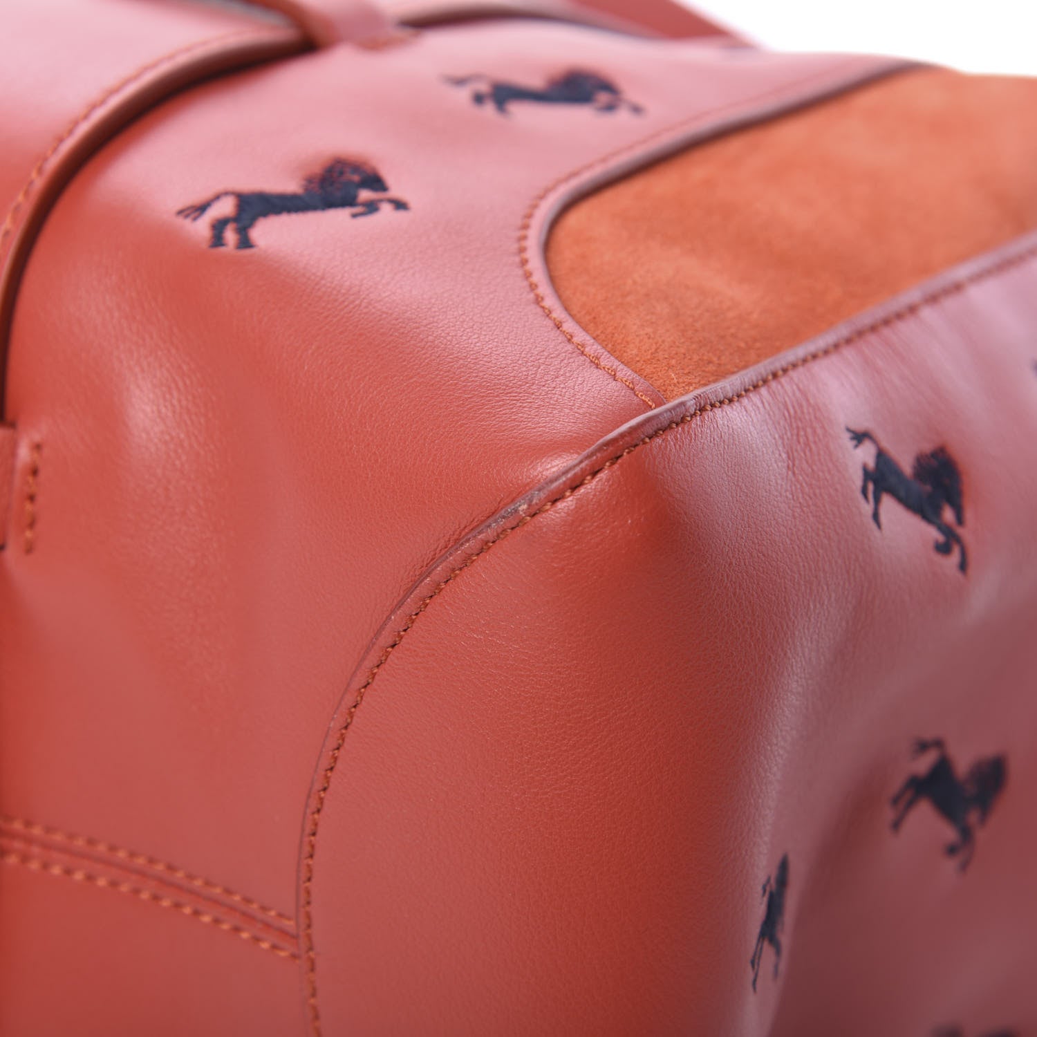 Chloe Smooth Calfskin Little Horses Embroidered Tao Zipped Tote Earthy Red 10 of 12