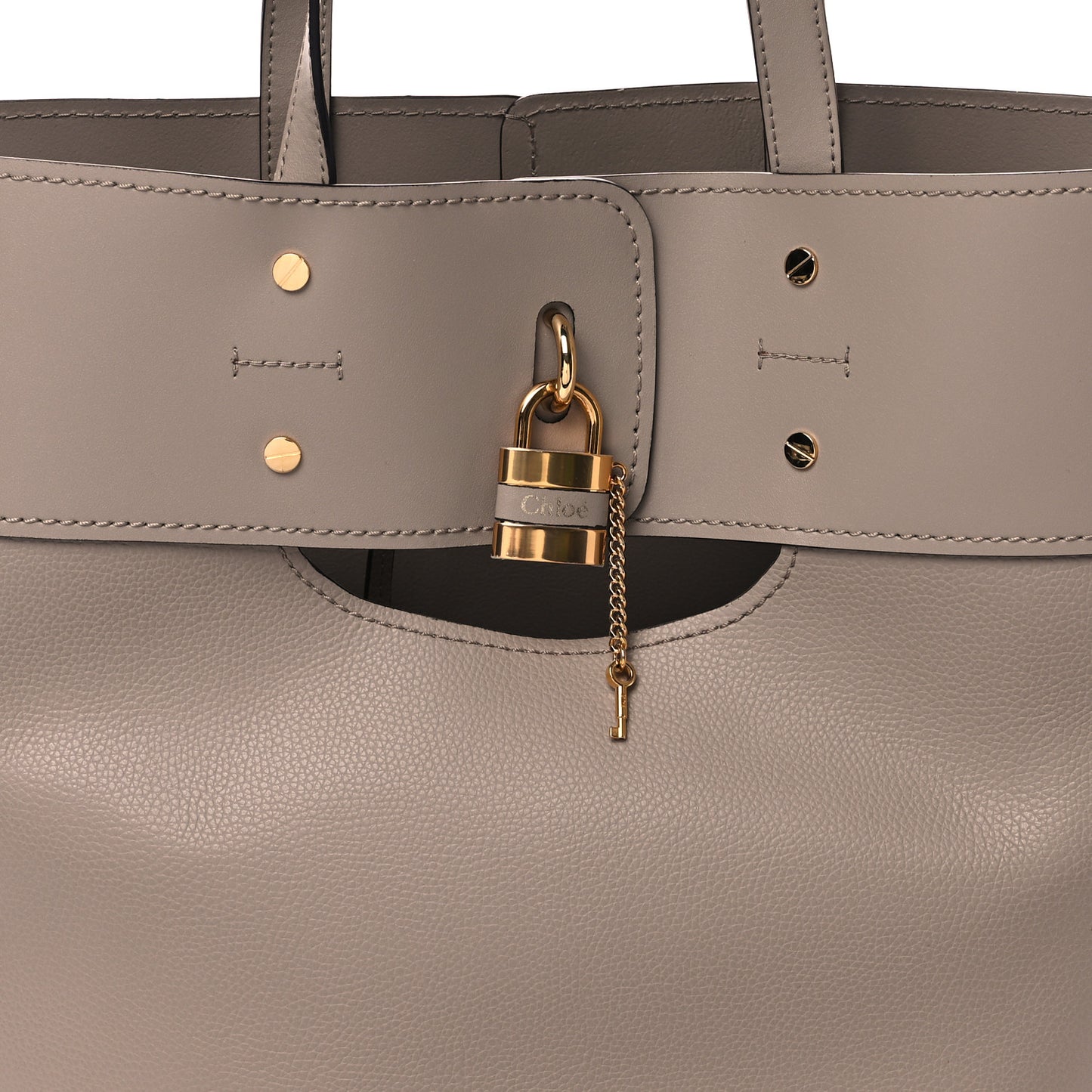 Calfskin Medium Aby Lock and Key Tote Bag Motty Grey