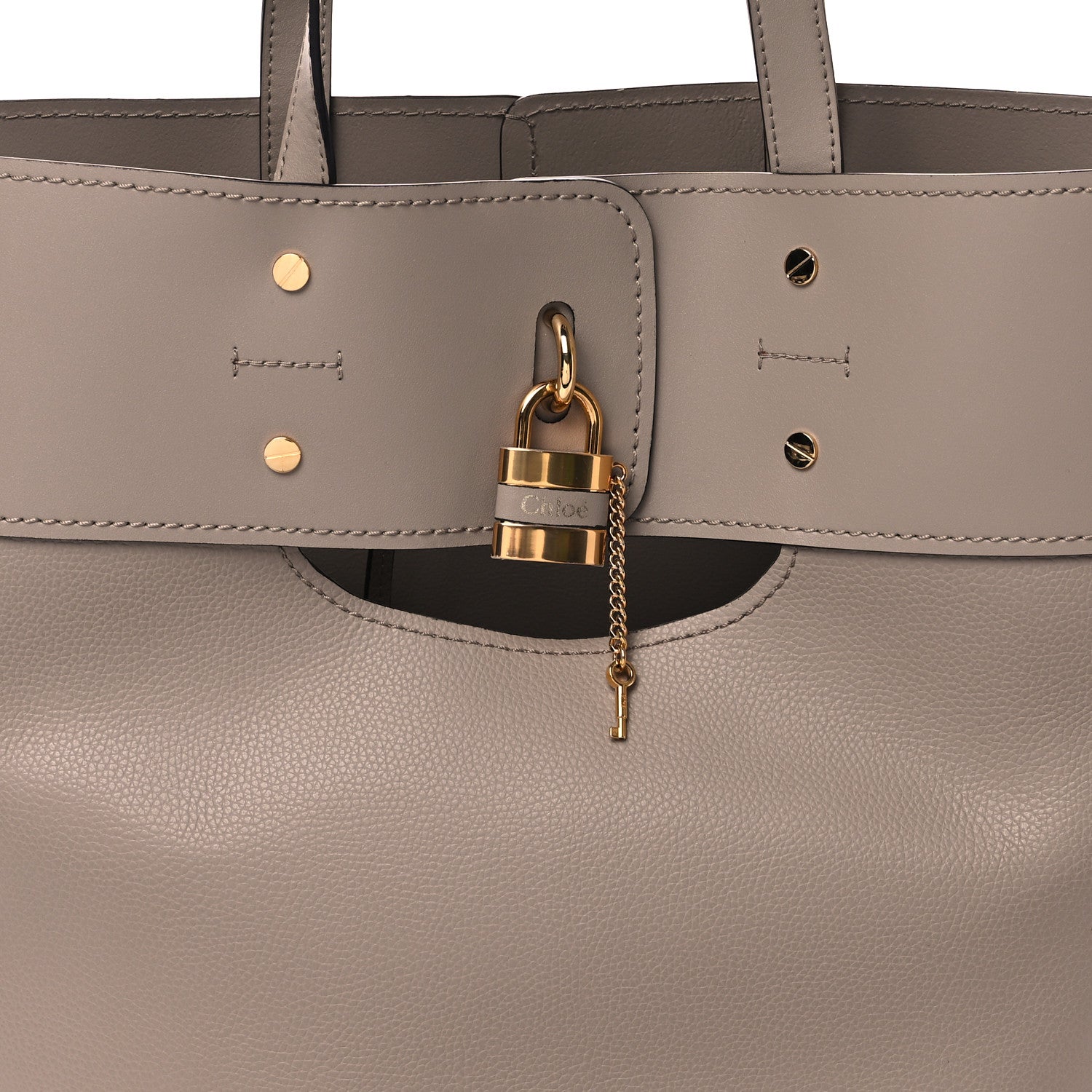 Chloe Calfskin Medium Aby Lock and Key Tote Bag Motty Grey 8 of 10
