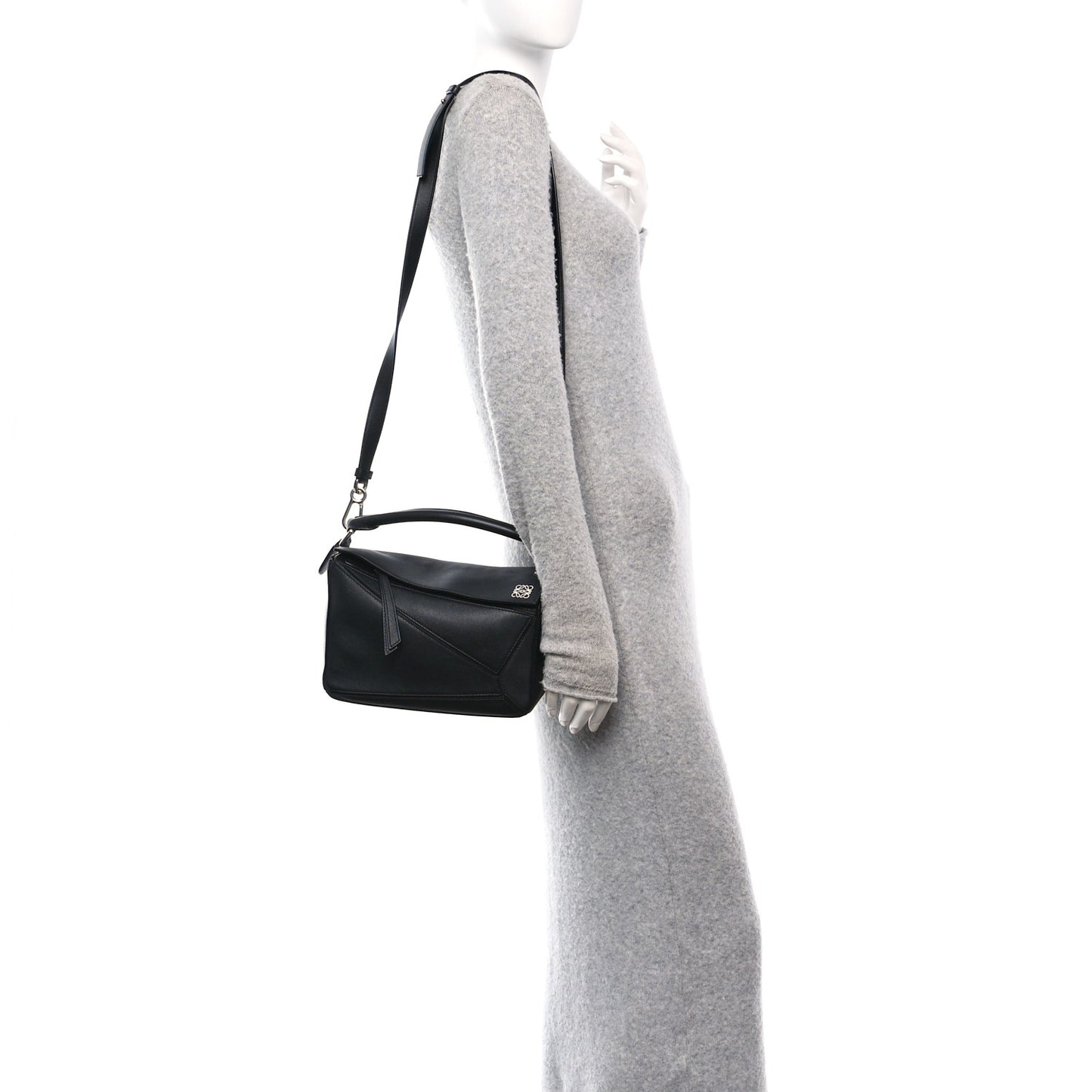 Calfskin Small Puzzle Bag Black