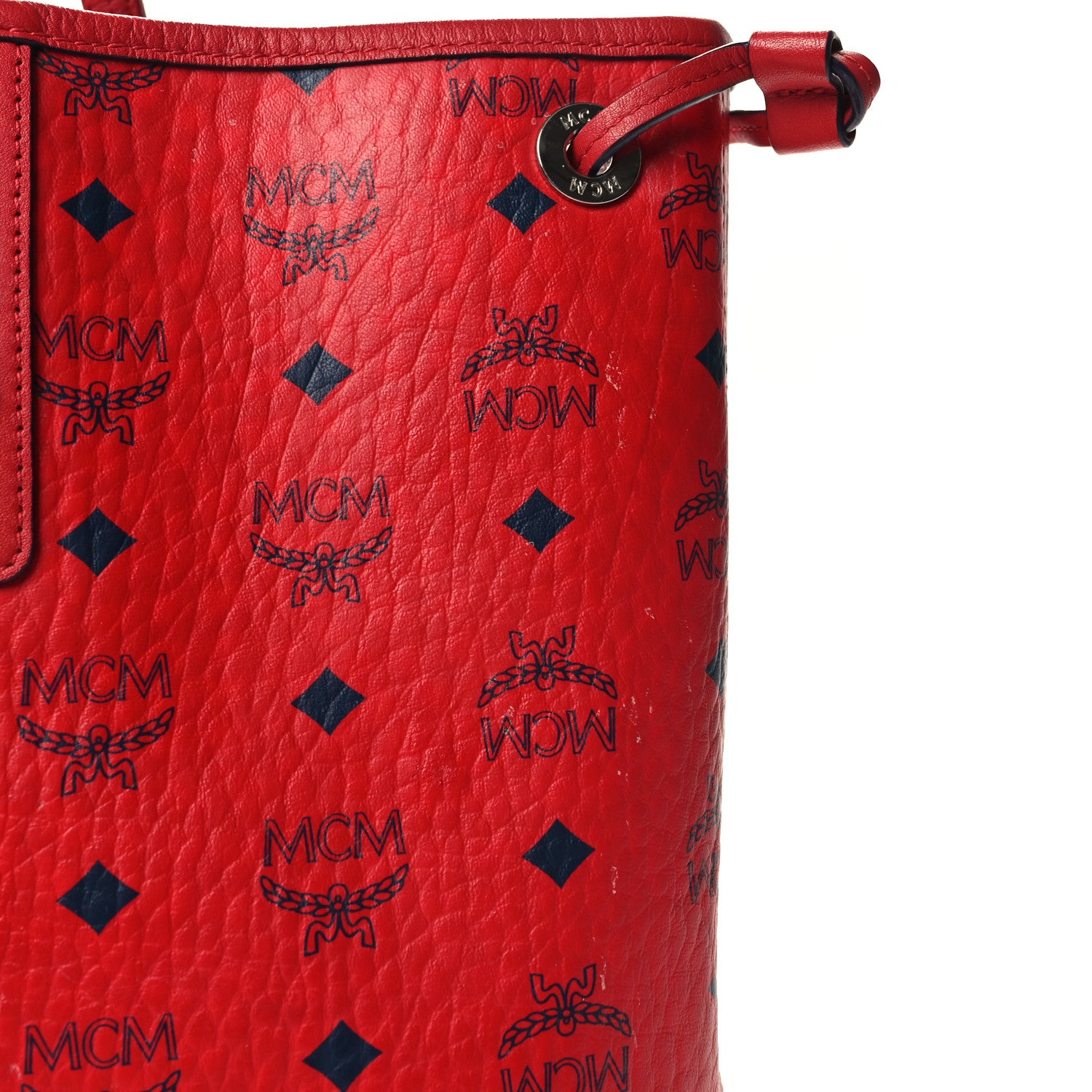 MCM Visetos Medium Liz Reversible Shopper Tote Ruby Red 16 of 19