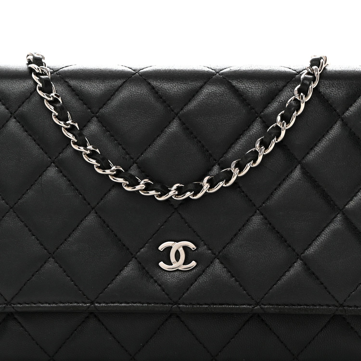 Chanel Lambskin Quilted Wallet On Chain WOC Black 9 of 11