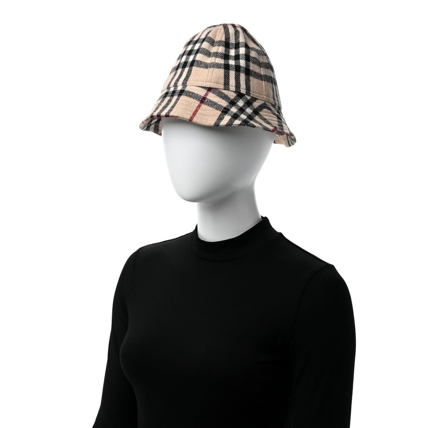 Wool Cotton Vintage Check Bucket Hat Archive Beige
