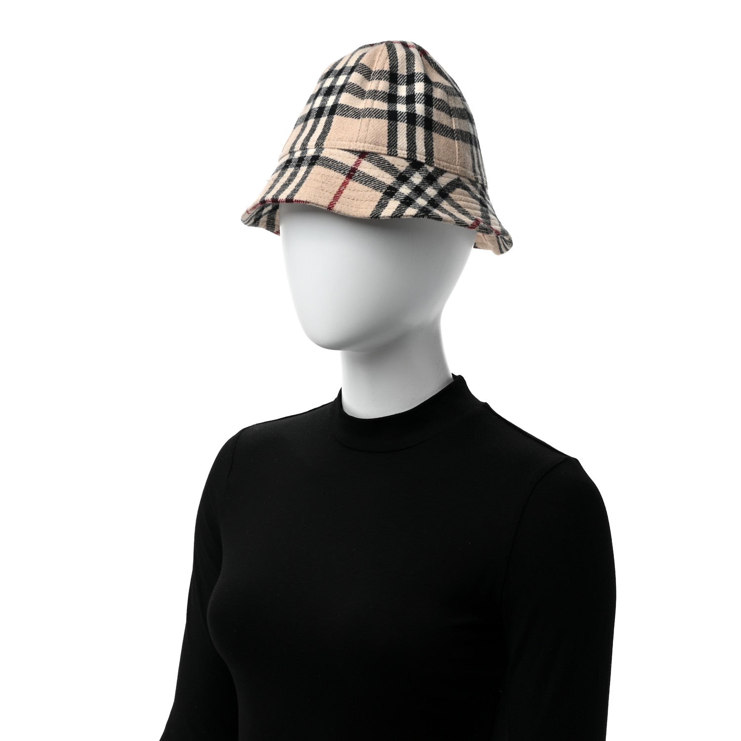 Burberry Wool Cotton Vintage Check Bucket Hat Archive Beige 2 of 6