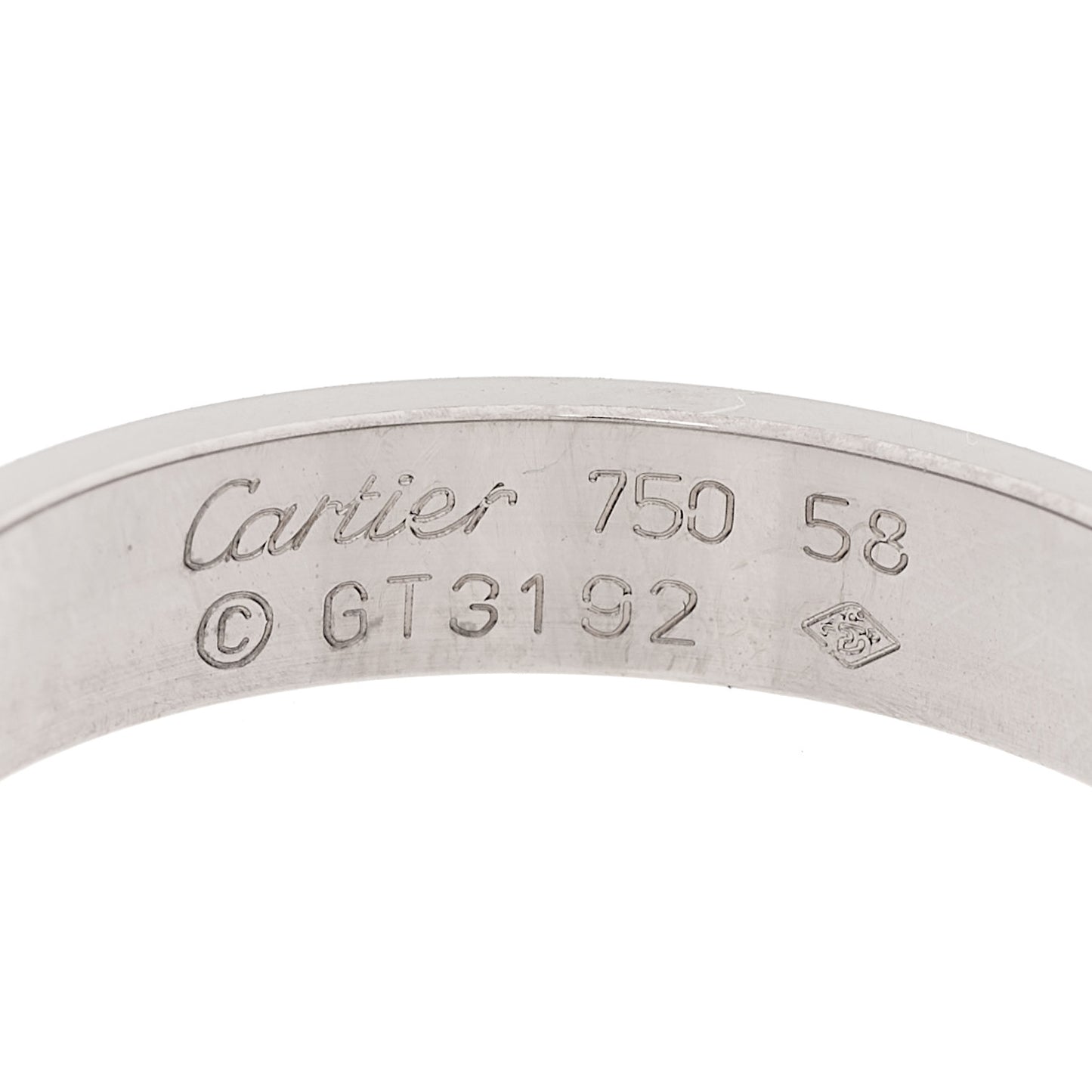 18K White Gold 3.5mm LOVE Wedding Band Ring 58 8.5