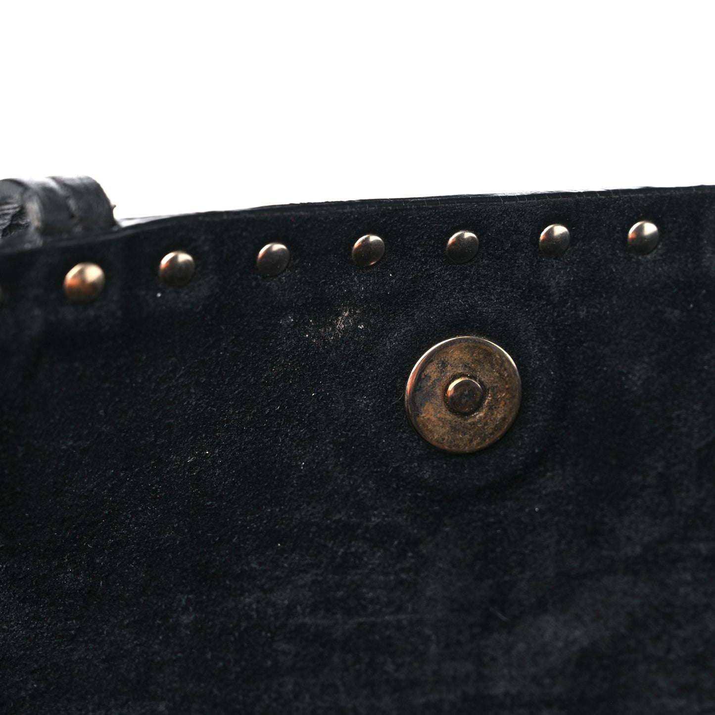 Grained Calfskin Rockstud Shoulder Tote Black