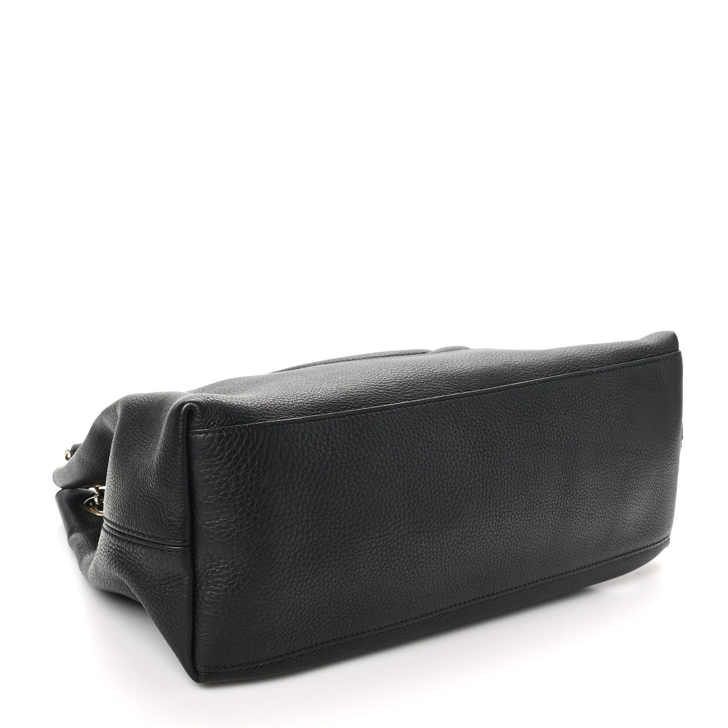 Pebbled Calfskin Medium Soho Chain Shoulder Bag Black