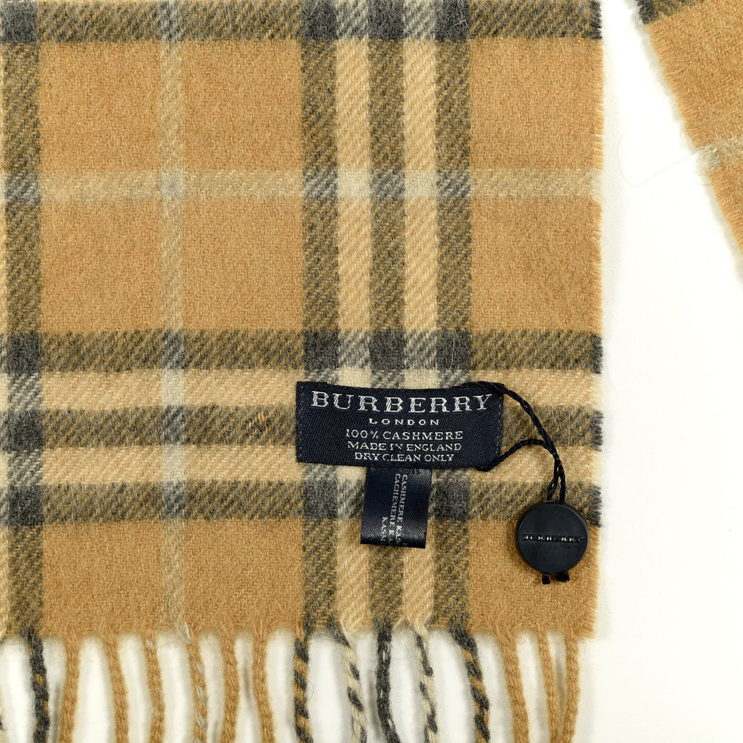 Cashmere House Check Fringe Scarf Beige